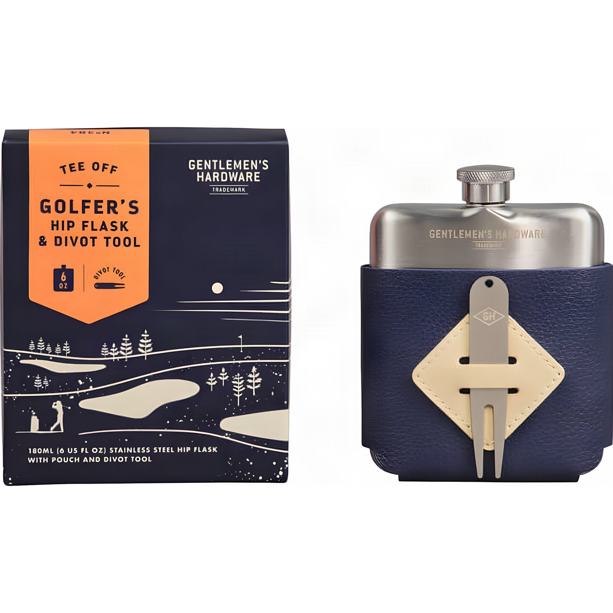 Golfer&rsquo;s Hip Flask &amp; divot tool set von Gentlemen's Hardware