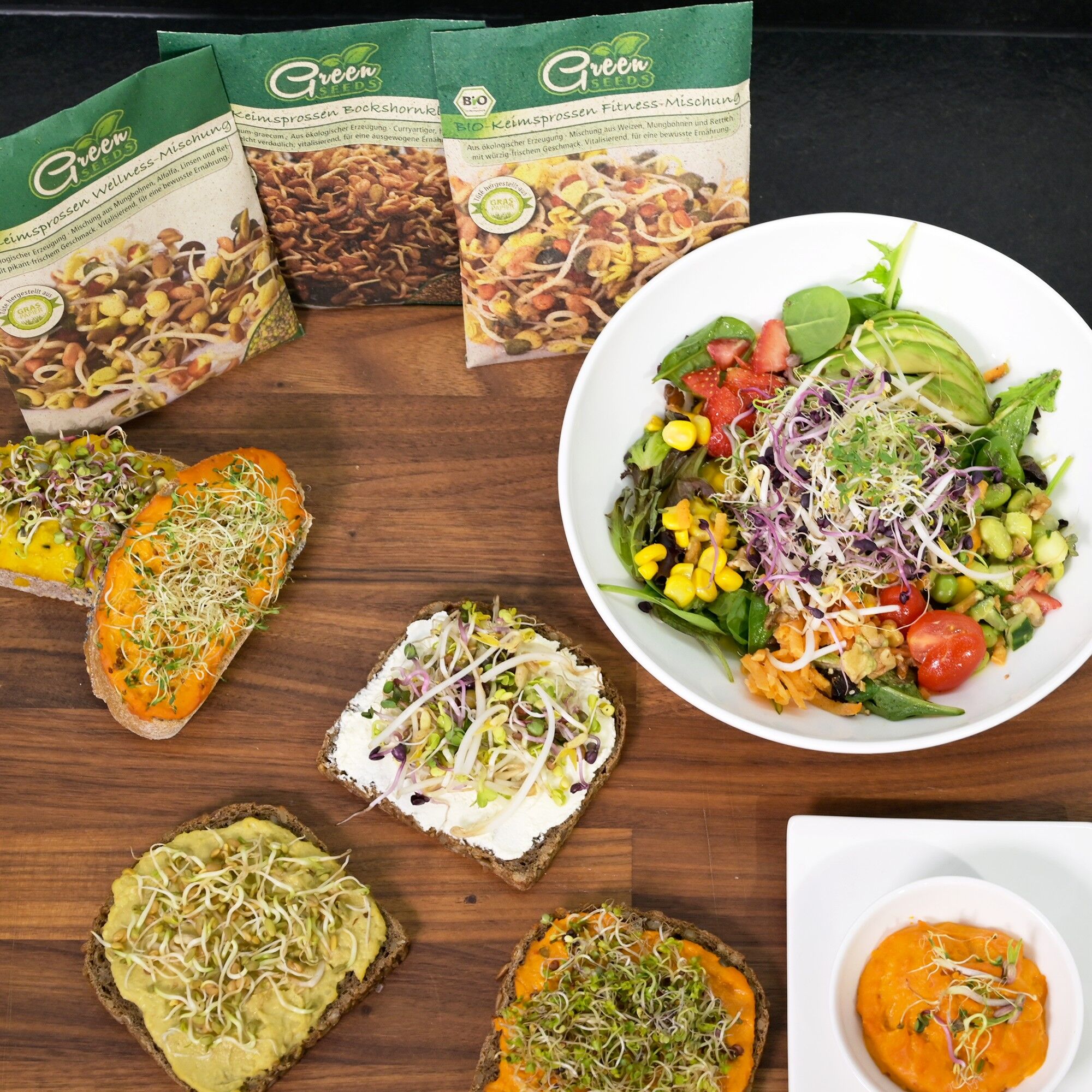 Sprossenglas 2er Set von Green Seeds – Edelstahl-Gitterdeckel & Ständer