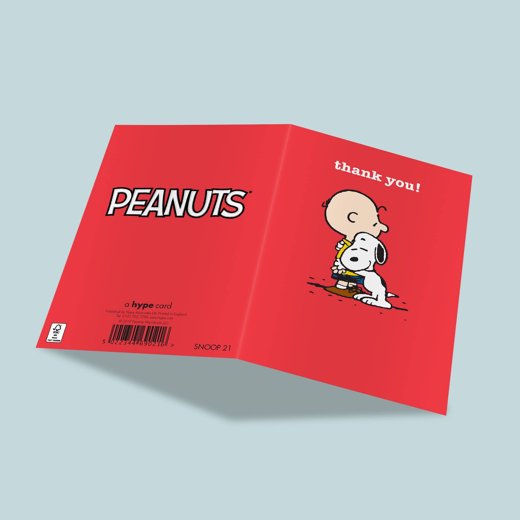 Dankeskarte Snoopy und Charlie Brown – aufgeklappt