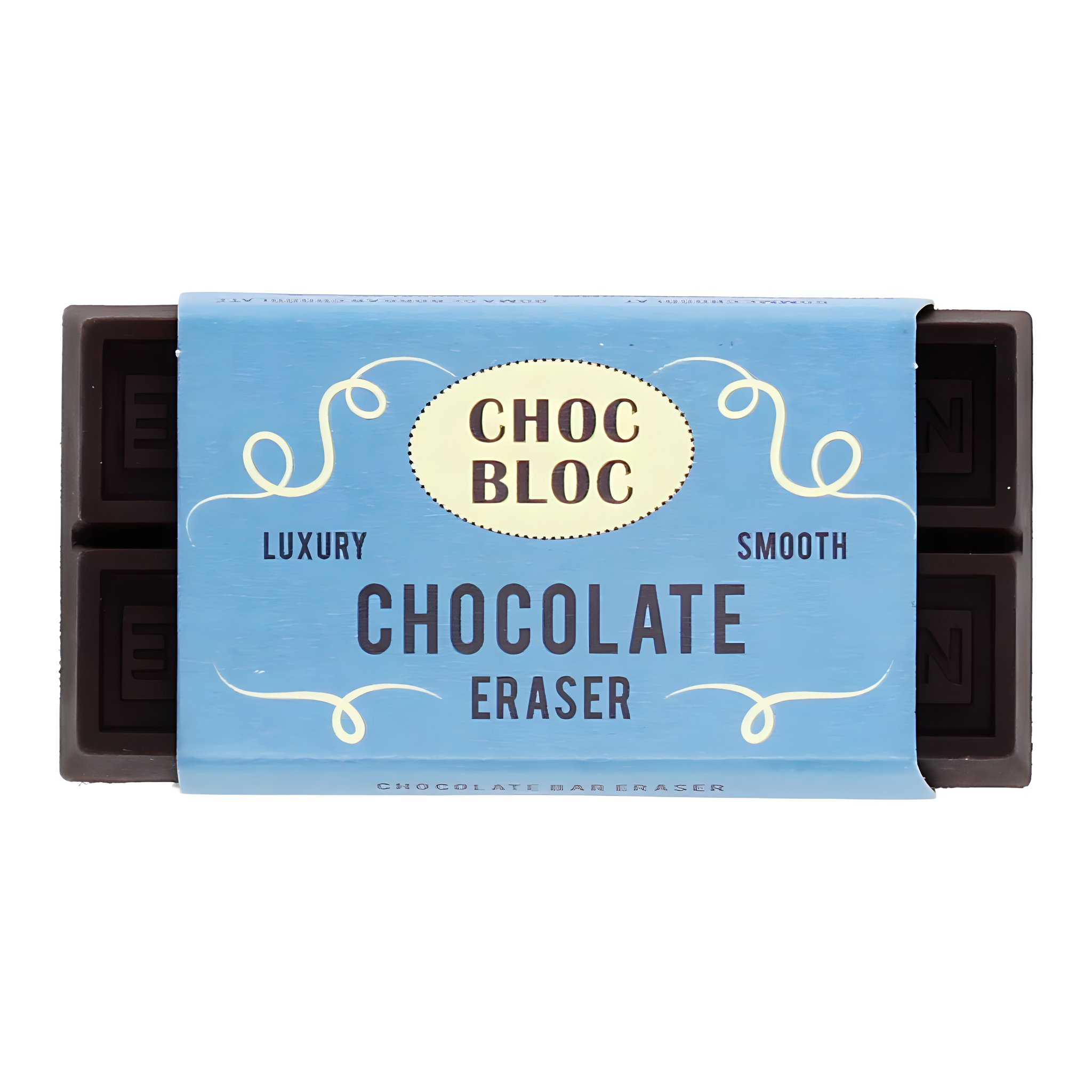 Schokoladentafel-Radiergummi mit blauer Banderole Choc Bloc Chocolate Eraser