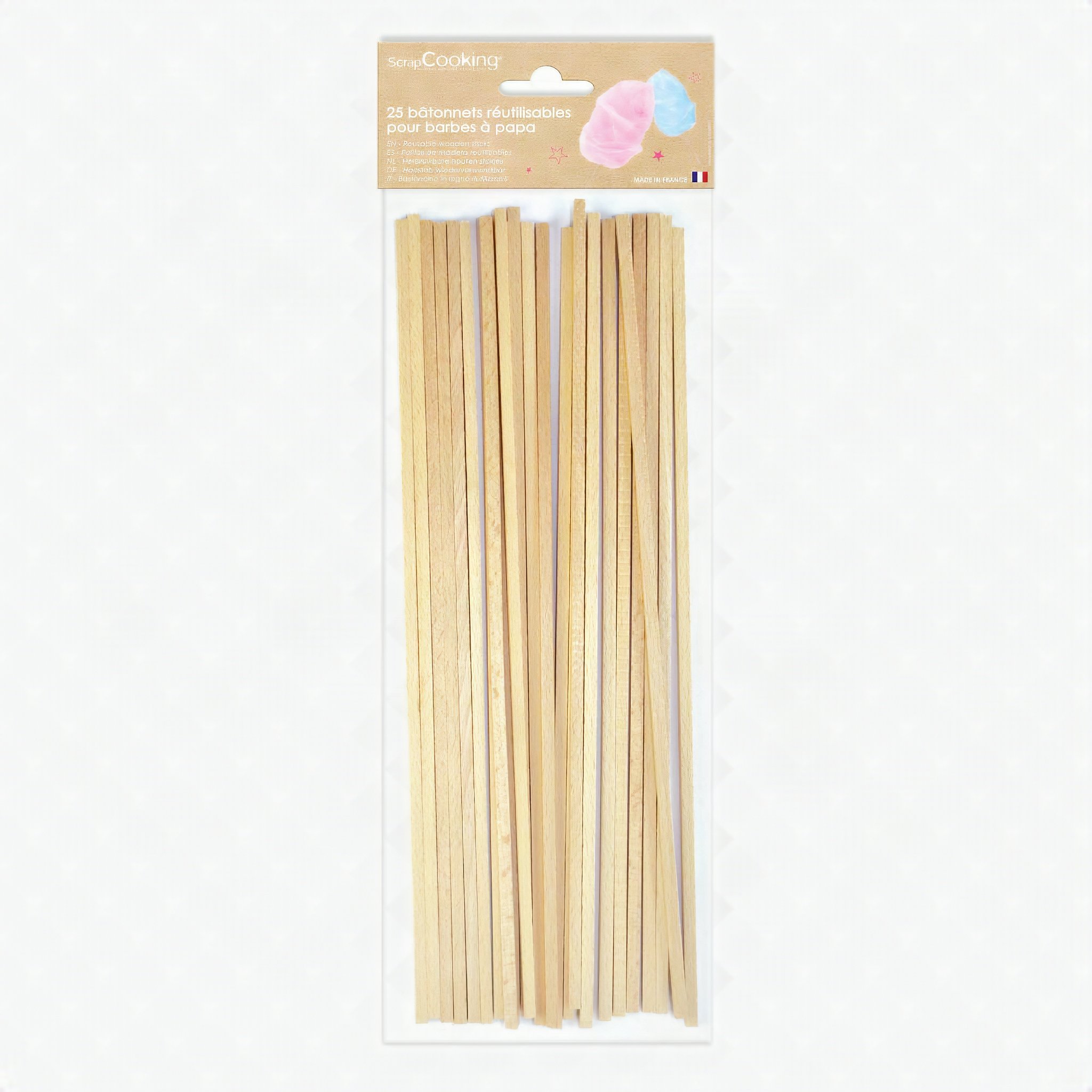 Sachet de 25 bâtonnets en bois pour barbe à papa ScrapCooking