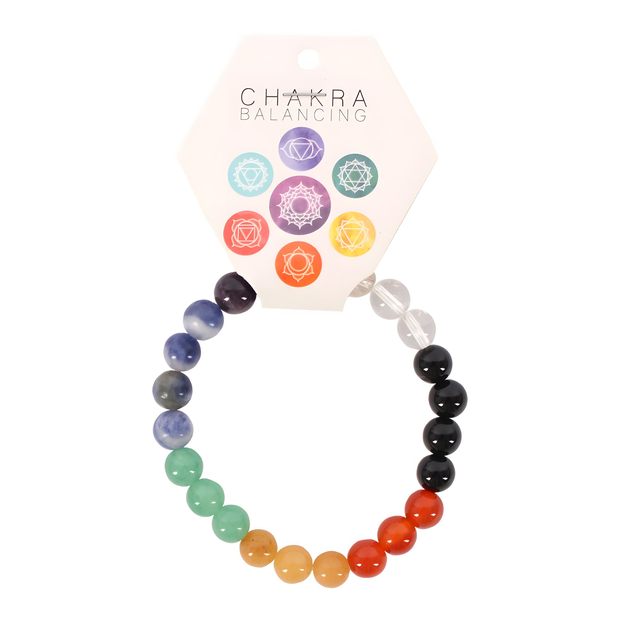 Chakra Kristallkugel-Armband mit 7 Edelstein-Perlen