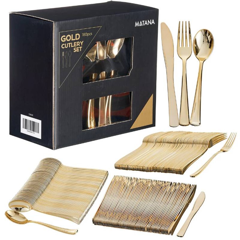 180 Gold wiederverwendbares Plastikbesteckset