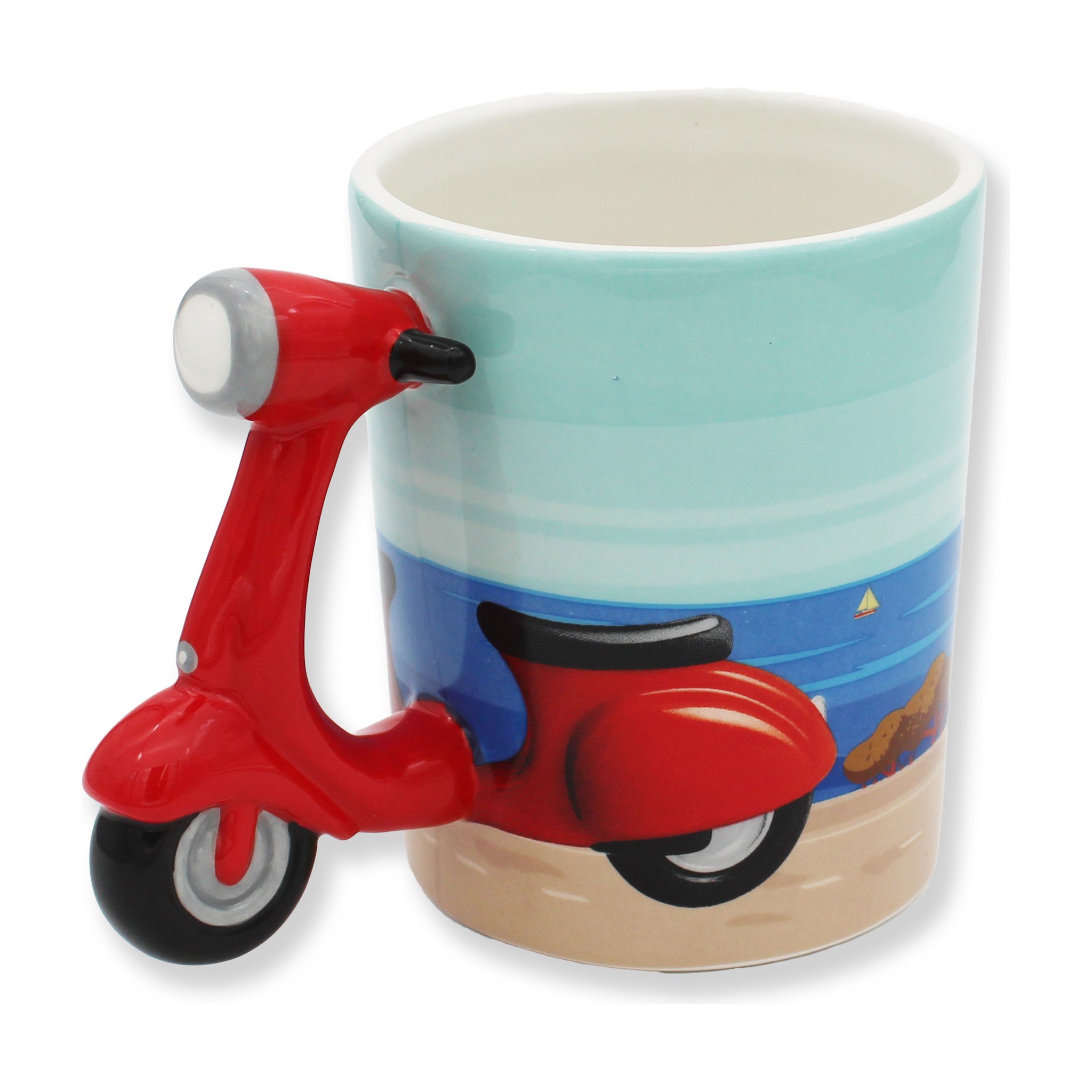 Roller Tasse La Dolce Vita mit rotem Scooter als Henkel