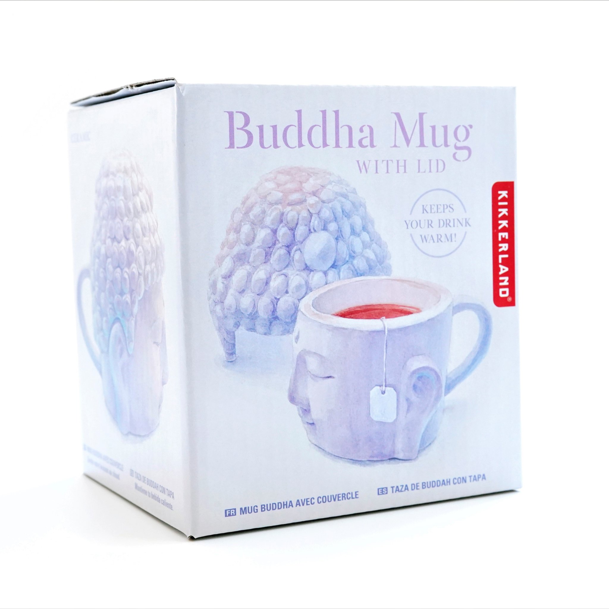 Tazza Buddha nella confezione «Buddha Mug with Lid» di Kikkerland