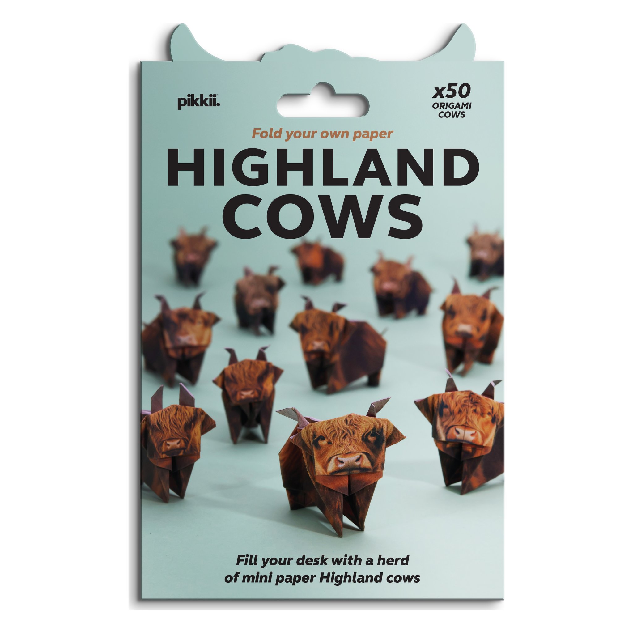 Paper Highland Cows origami set – packaging front