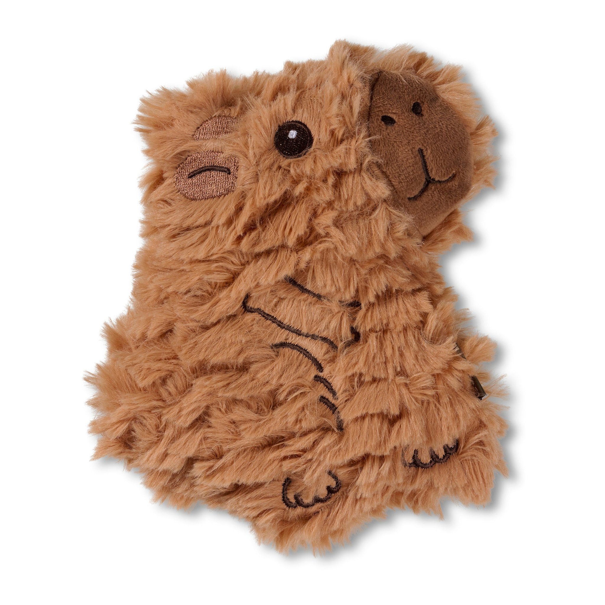 Capybara-Handwärmer aus zotteligem braunem Plüsch