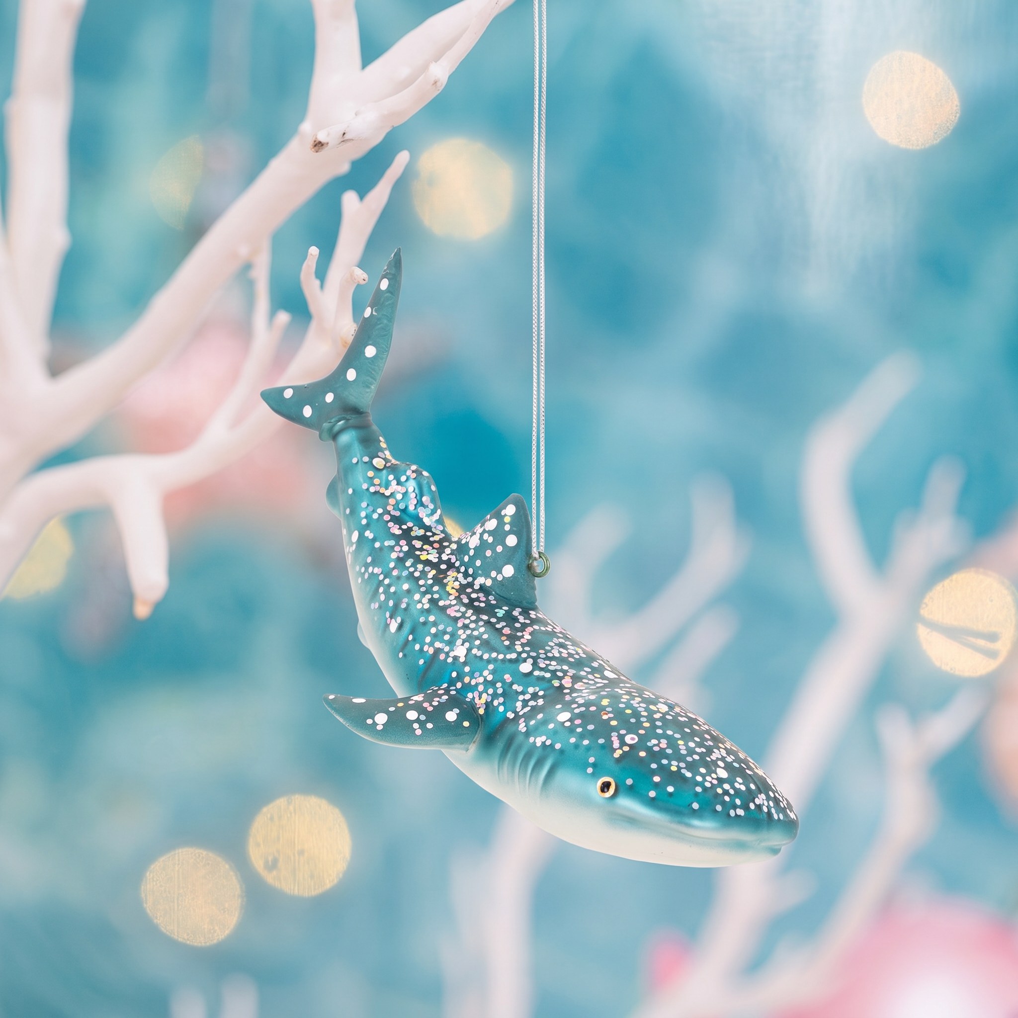 Christmas Decoration Reef Shark by Sass & Belle on white coral branches