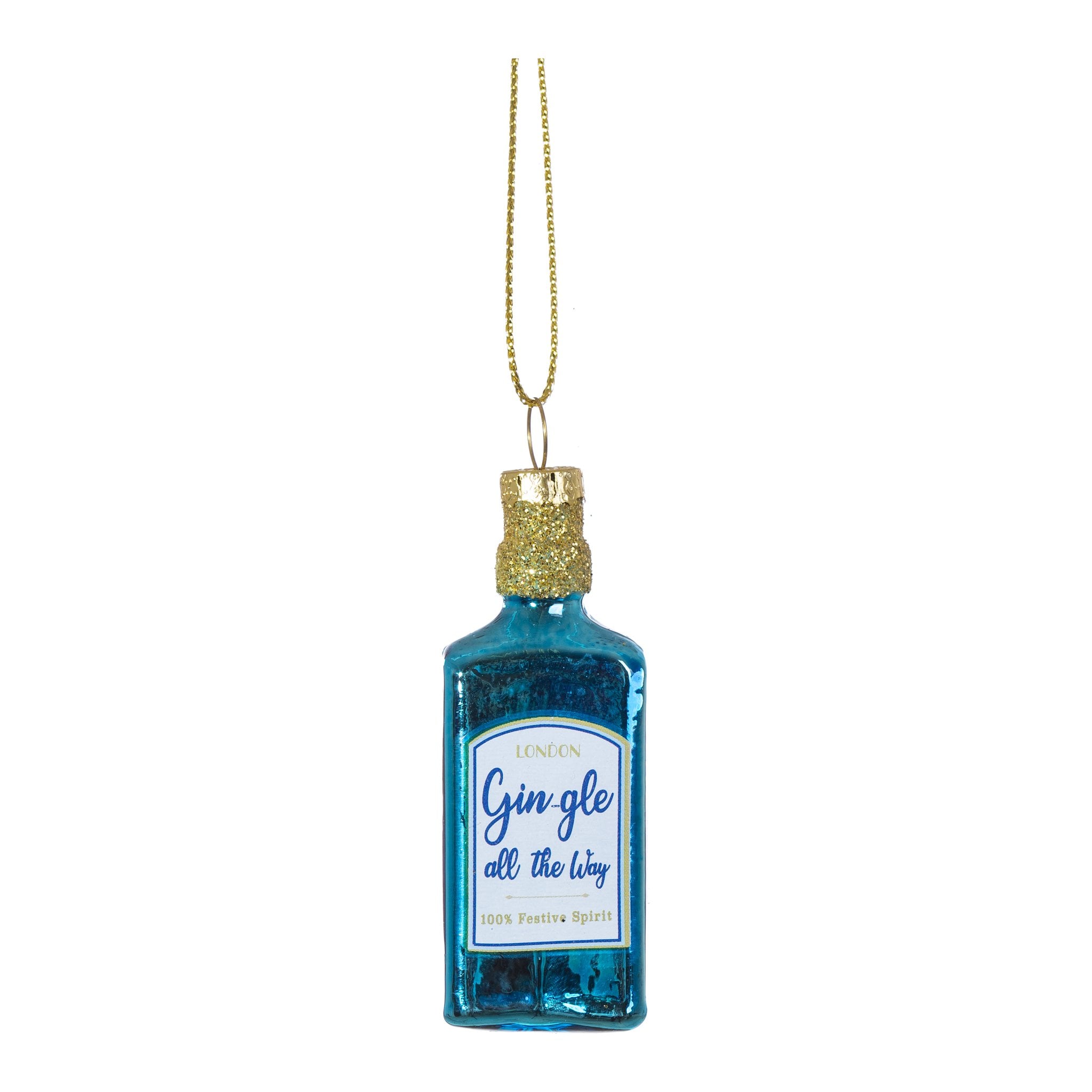Décoration de sapin gin bouteille bleue, détourée