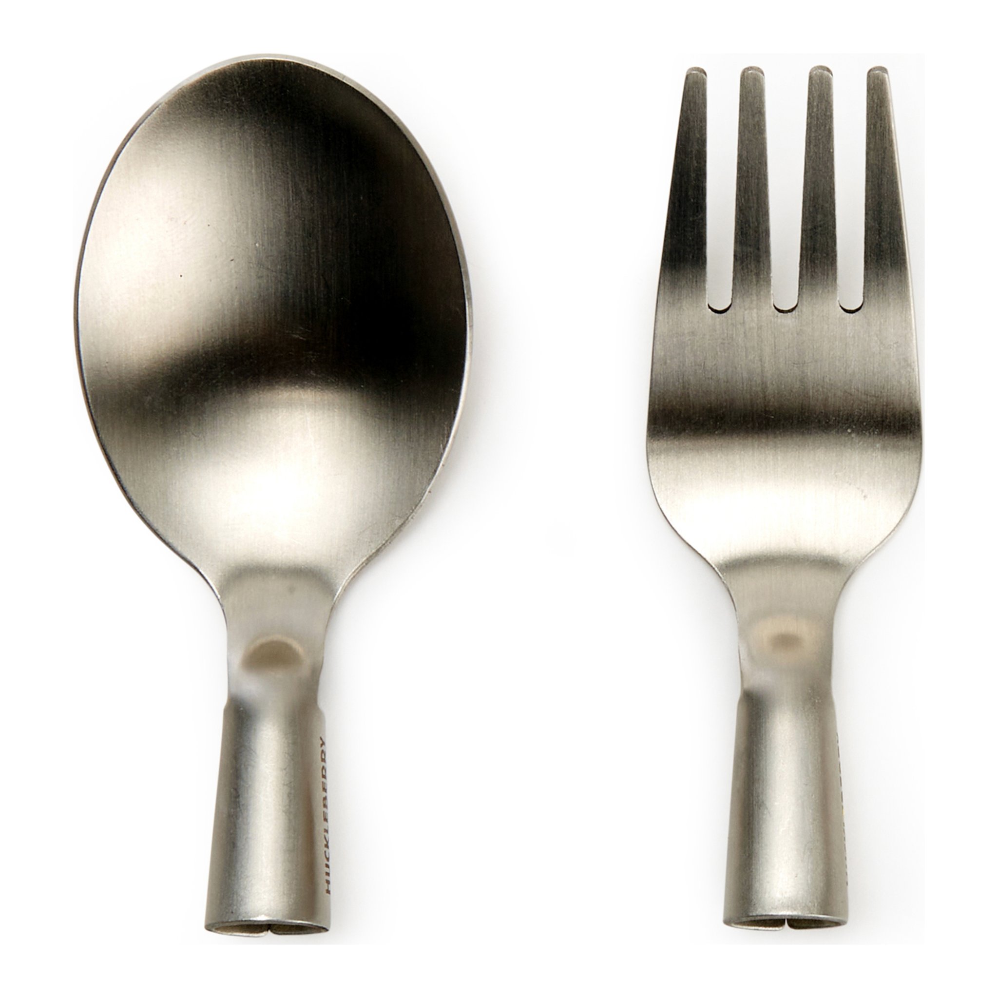 Löffel und Gabel aus Edelstahl mit Stecktülle