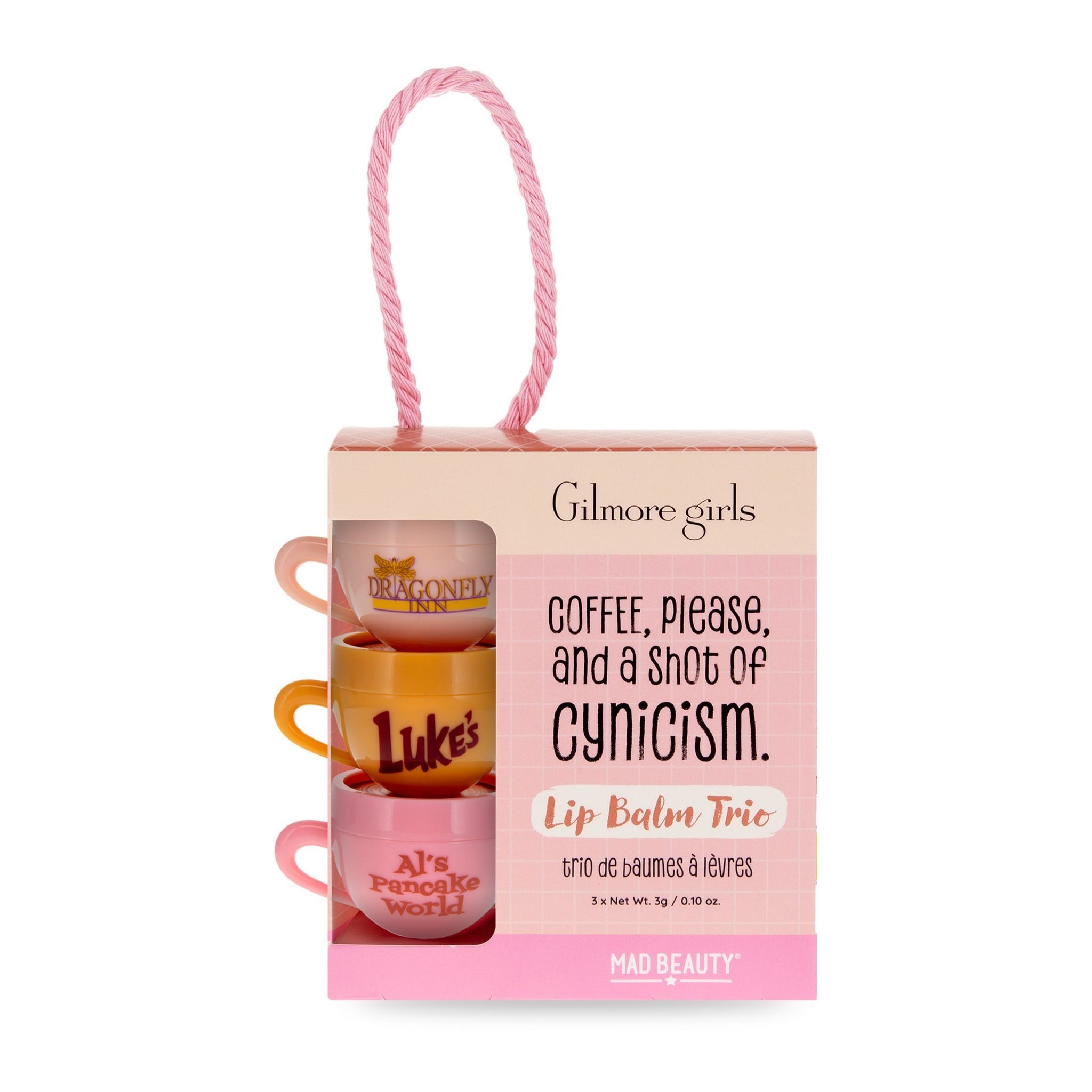 Geschenkschachtel mit dem Serienzitat «Coffee, please, and a shot of cynicism.»