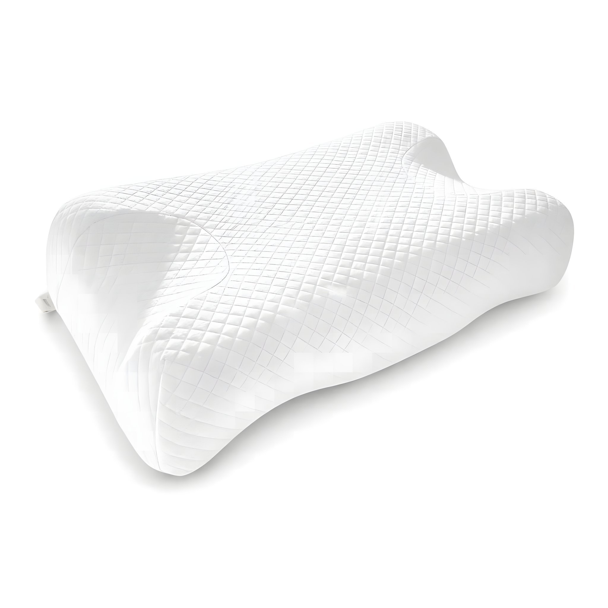 Ergonomisches Anti-Falten-Kissen mit gestepptem Lyocell-Bezug, freigestellt auf Weiss