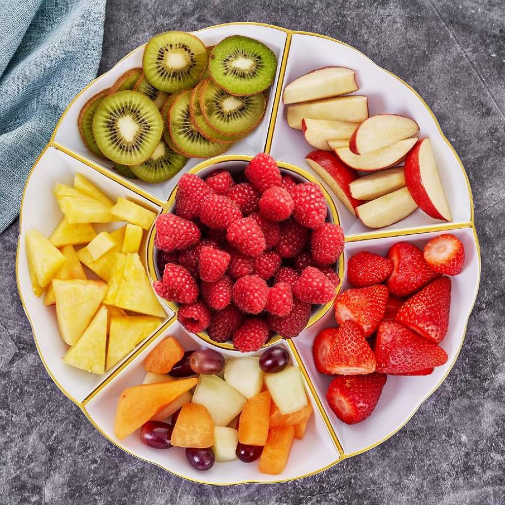 5 Goldgerahmte Kunststoff-Servierplatten