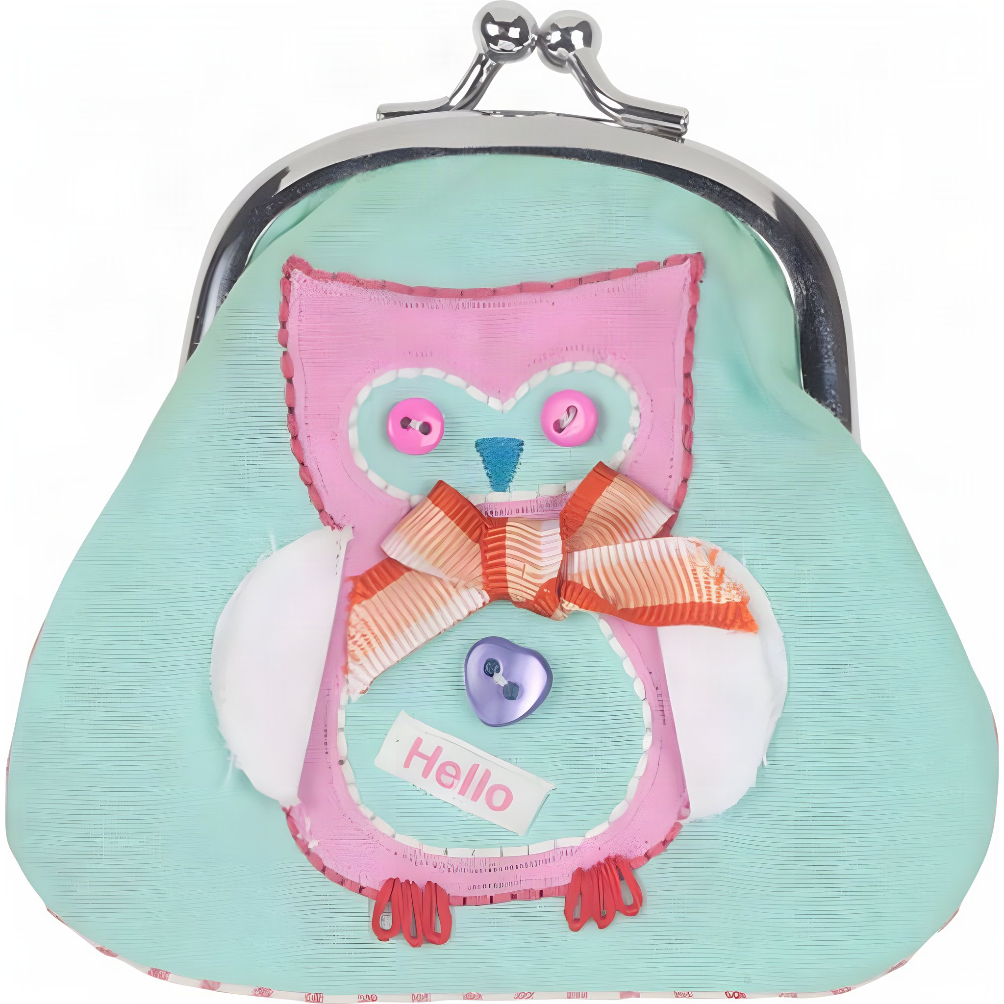 Button Girl Owl Embroidered Coin Purse