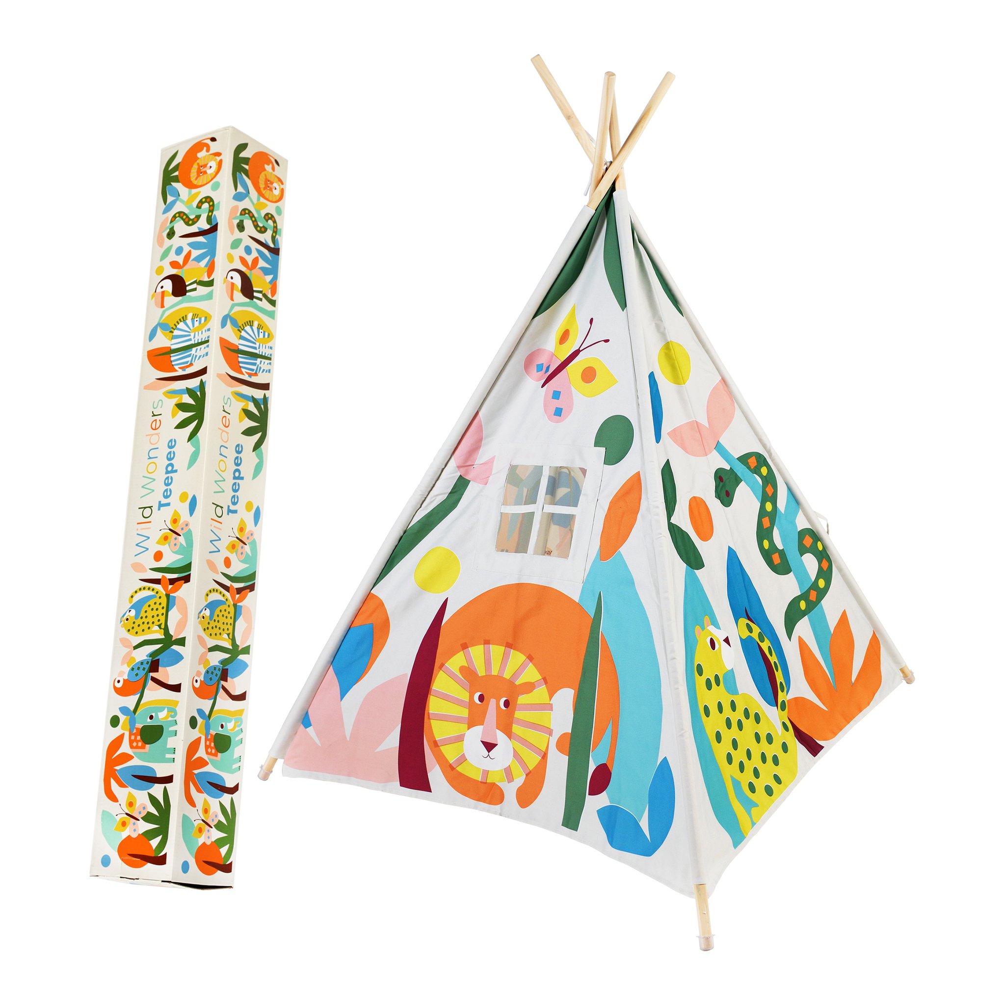 Wild Wonders Kinderzelt: Tipi mit Dschungeltieren und die passende Tragetasche