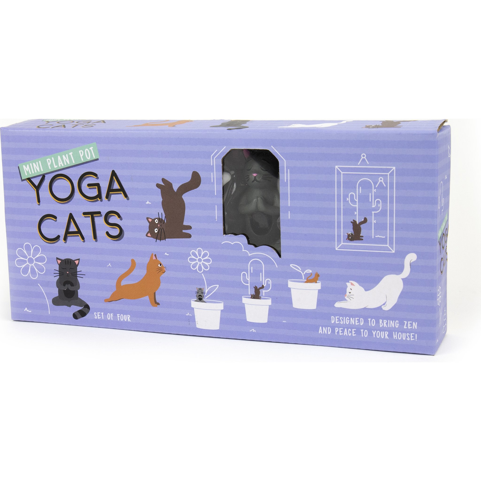 Mini Yoga Blumentopf-Katzen in der Verpackung von Gift Republic