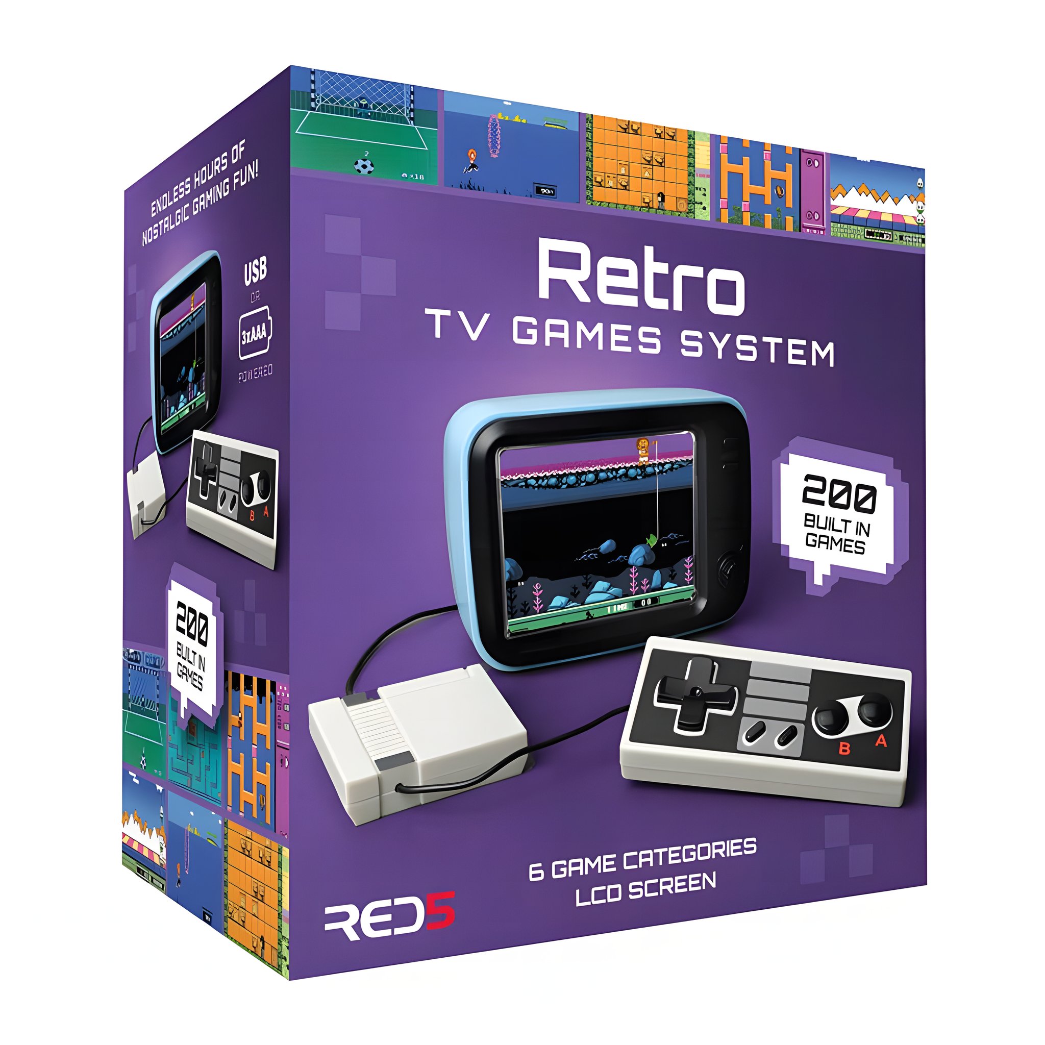 Verpackung der Retro TV Games System Konsole mit 200 eingebauten Spielen