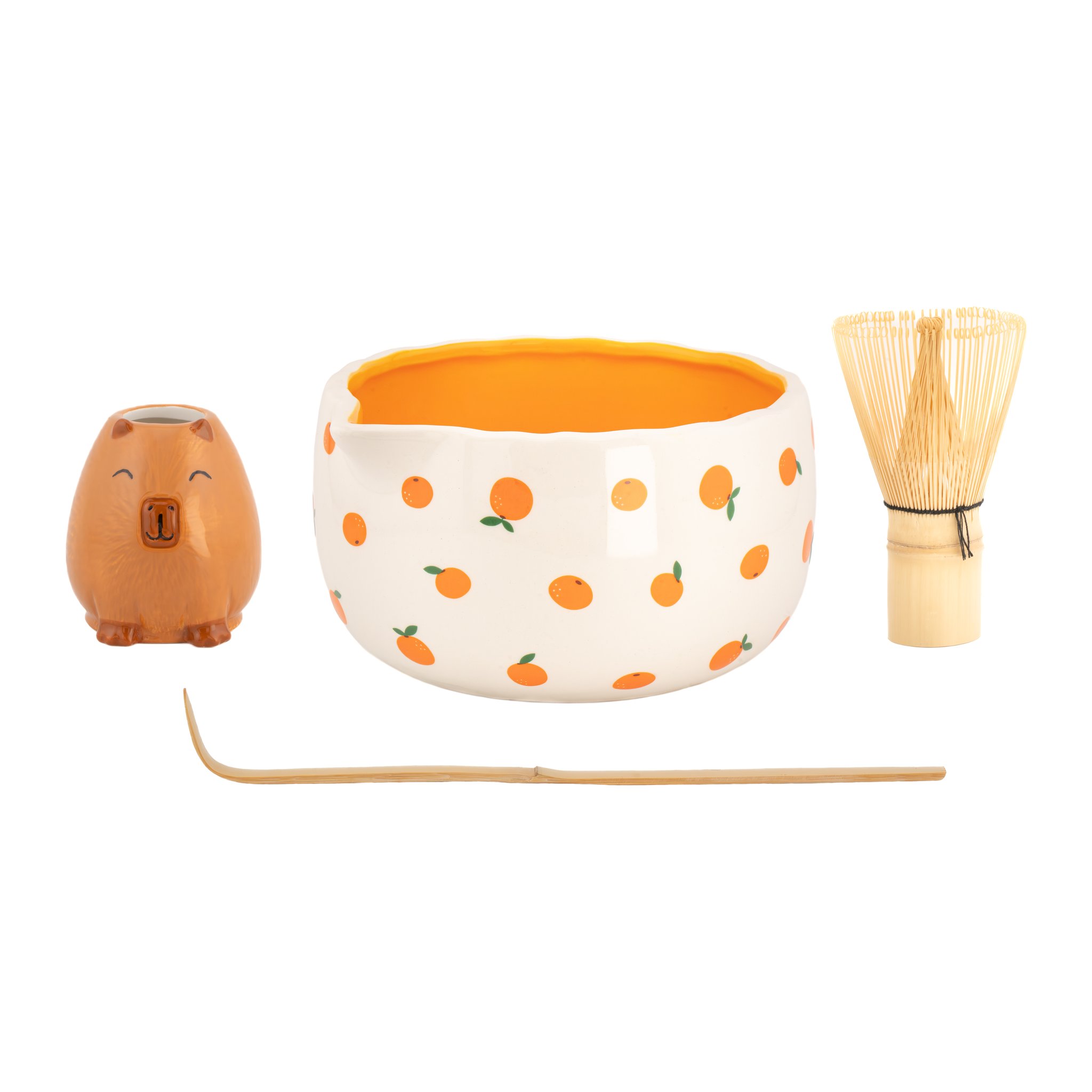 Capybara Matcha-Set mit Schale, Besen und Löffel – Schale, Besen, Löffel und Halter