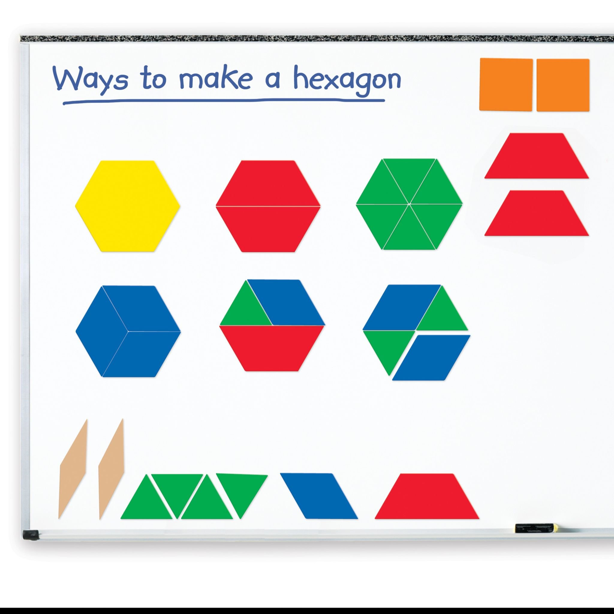 Riesen-Magnet-Geoformen 47-teilig – Sechseck-Zerlegungen am Whiteboard