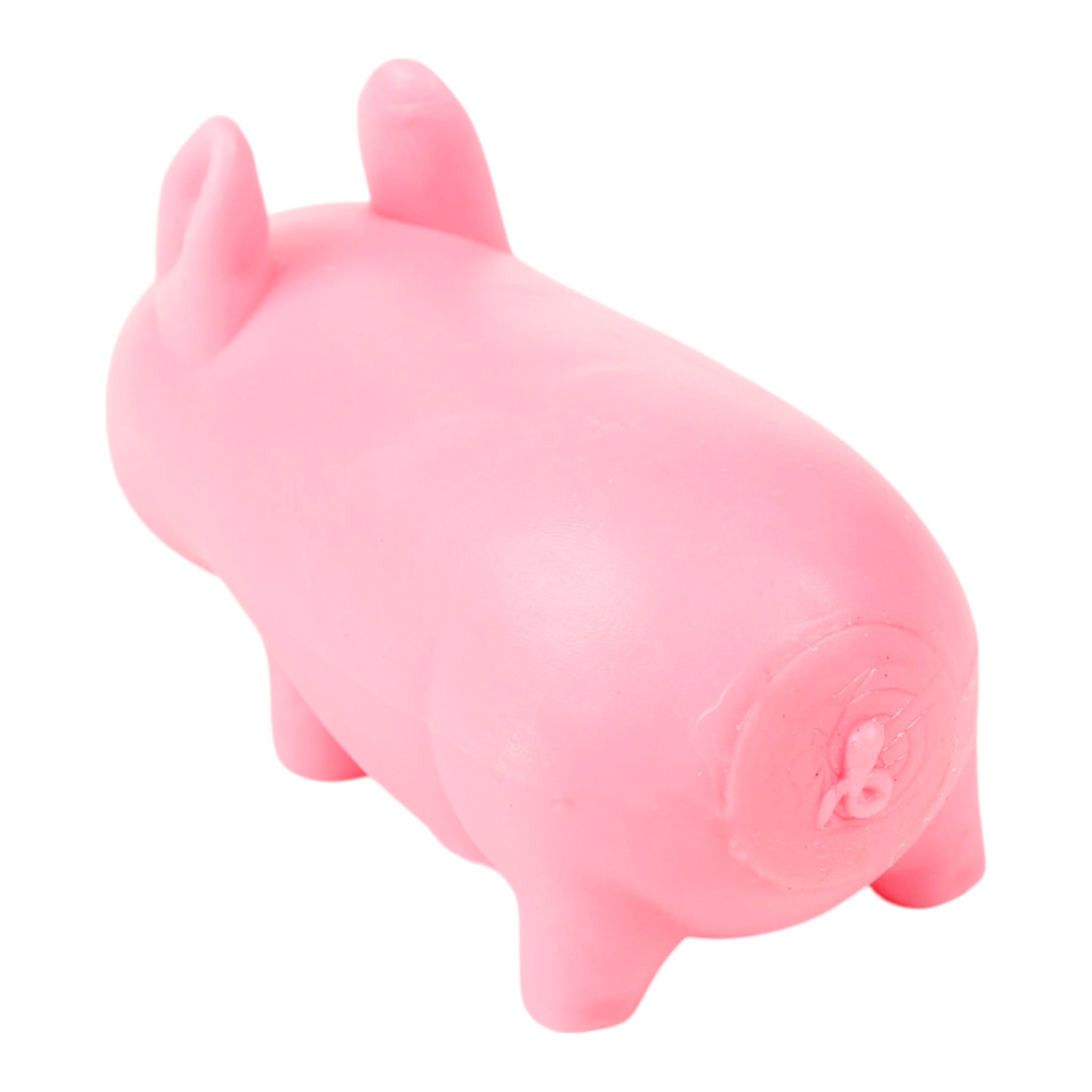 Cochon anti-stress rose vu de trois quarts arriere
