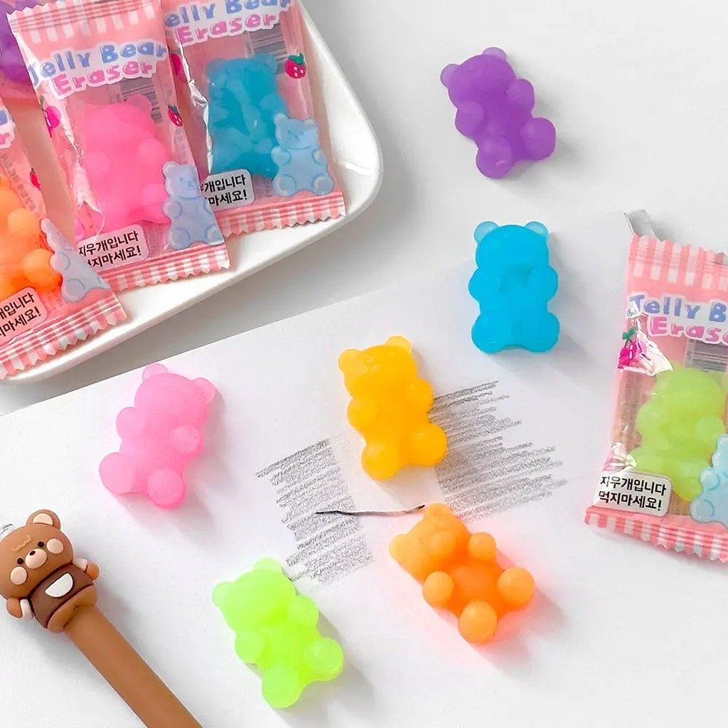 Gummibärchen Radiergummi-Set – bunte Radiergummis in Bärchenform