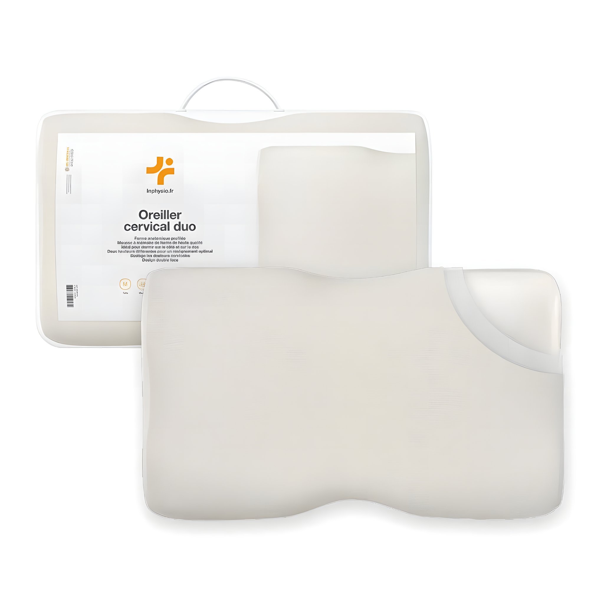 Ergonomisches Nackenkissen Duo Premium vor seiner Verpackung von Inphysio