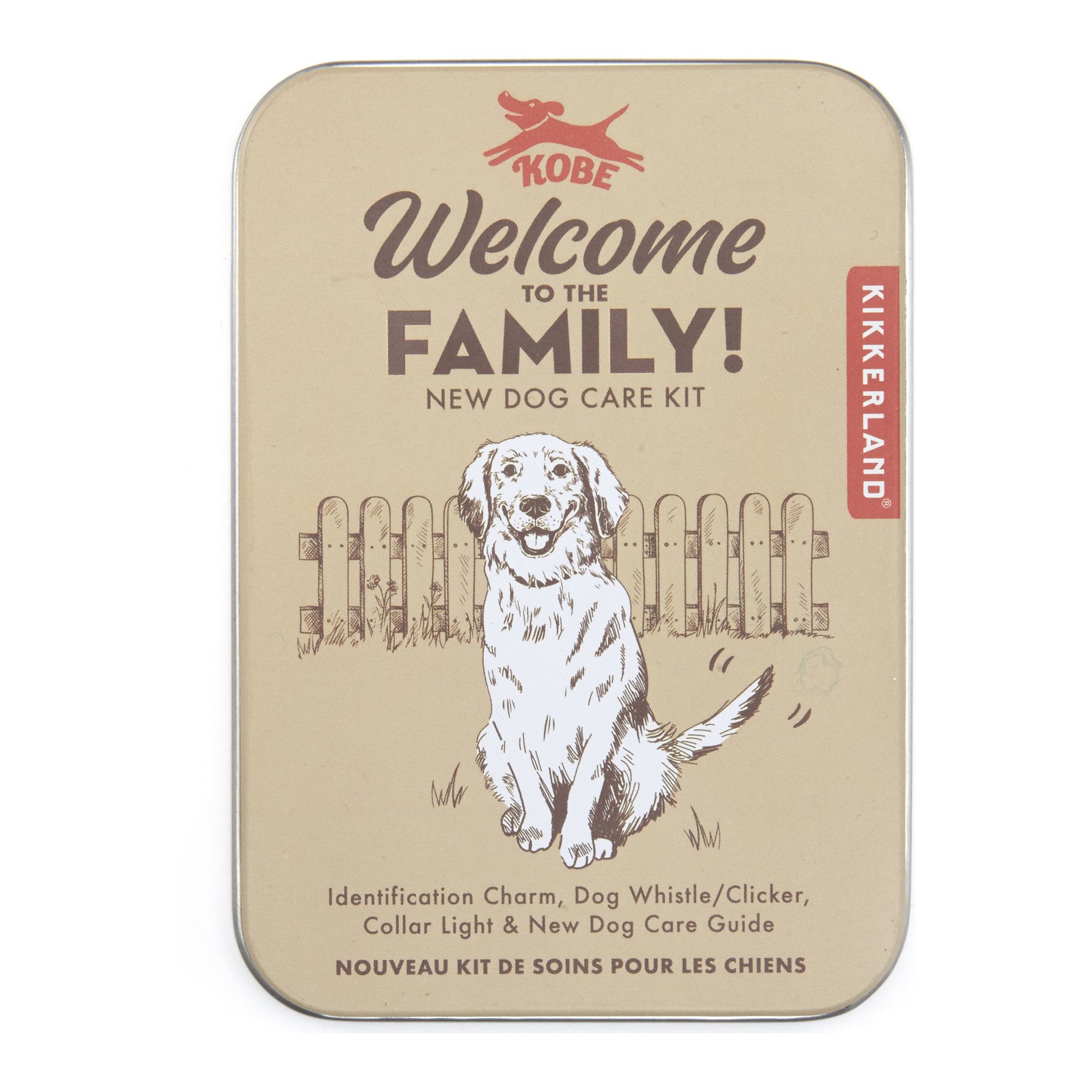 Dose «Welcome to the Family» des Geschenksets für Hunde von Kobe