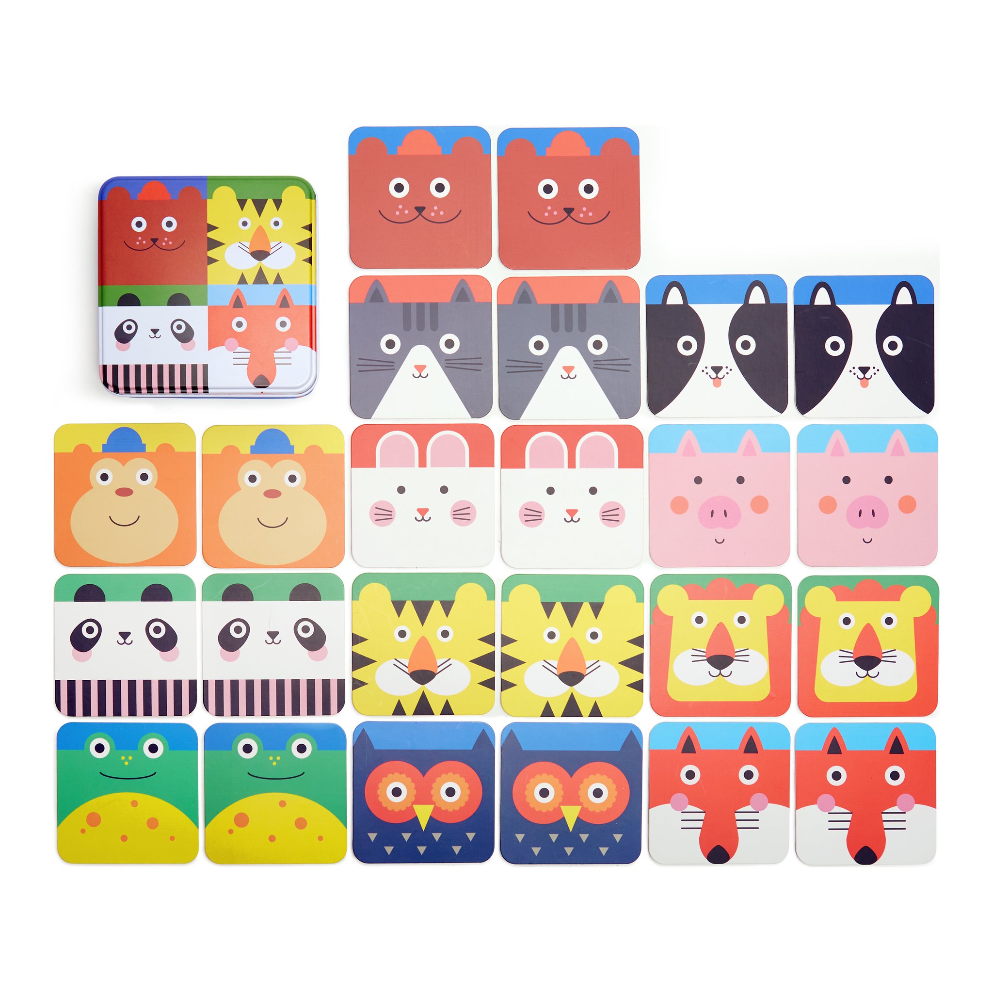 Toutes les cartes animaux du memory avec la boîte