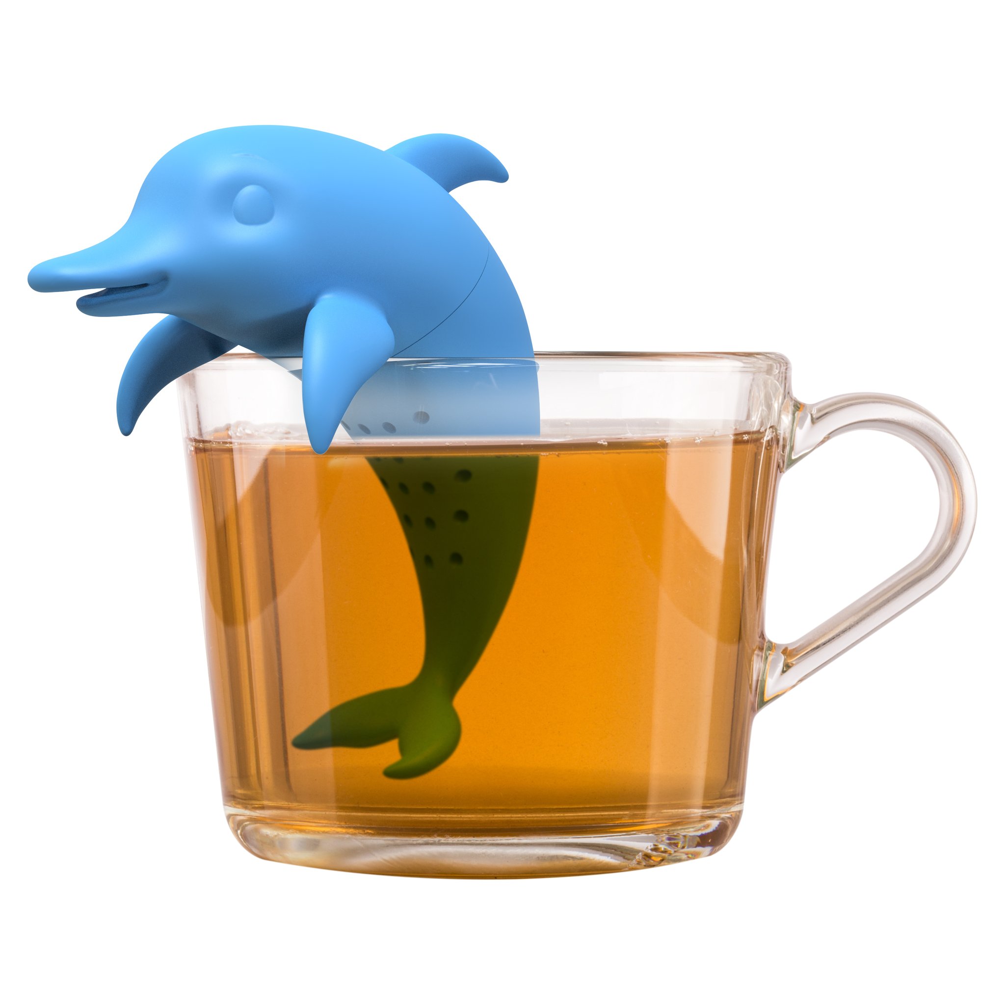 Tee-Ei Delfin am Rand einer Teetasse