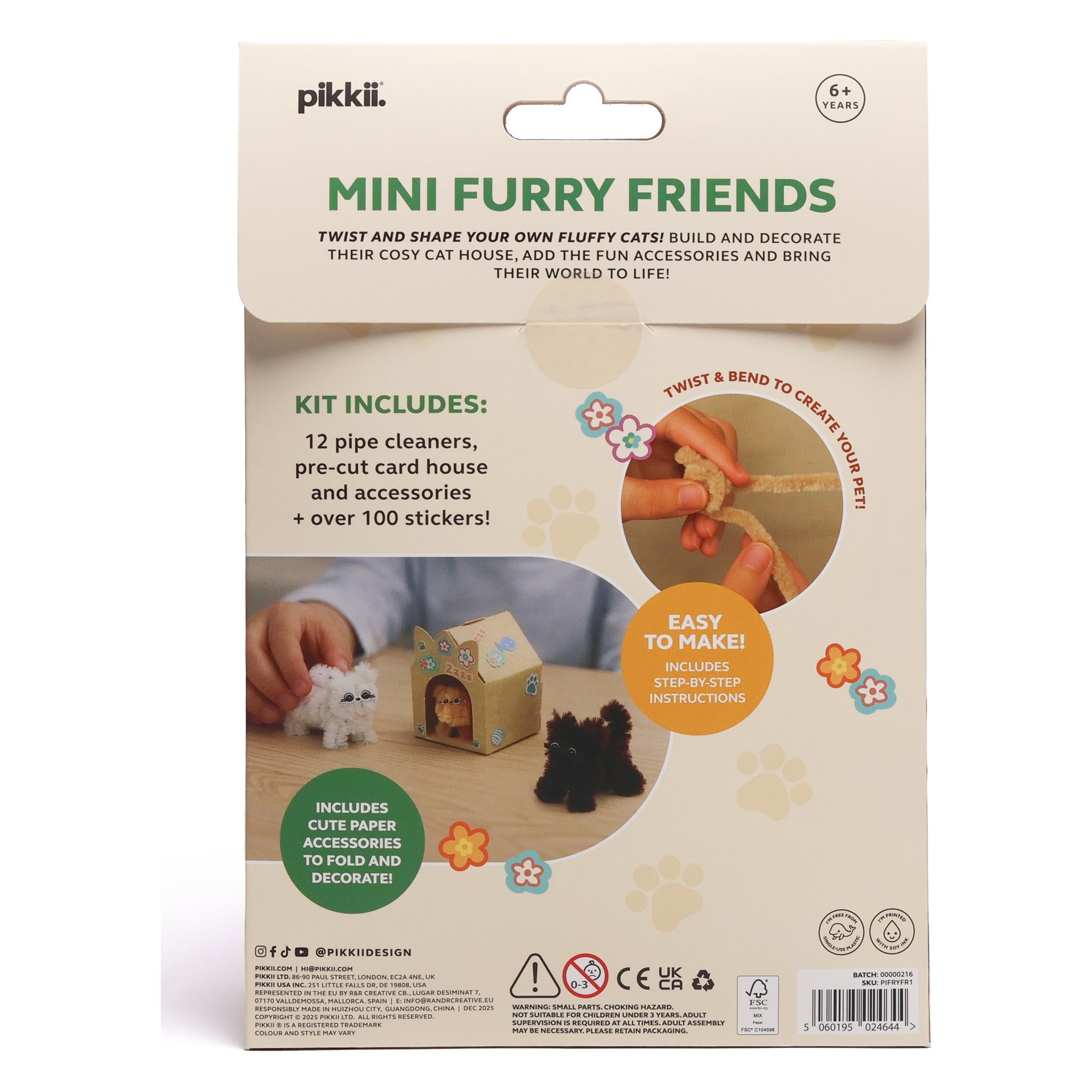 Mini Furry Friends craft kit – packaging back