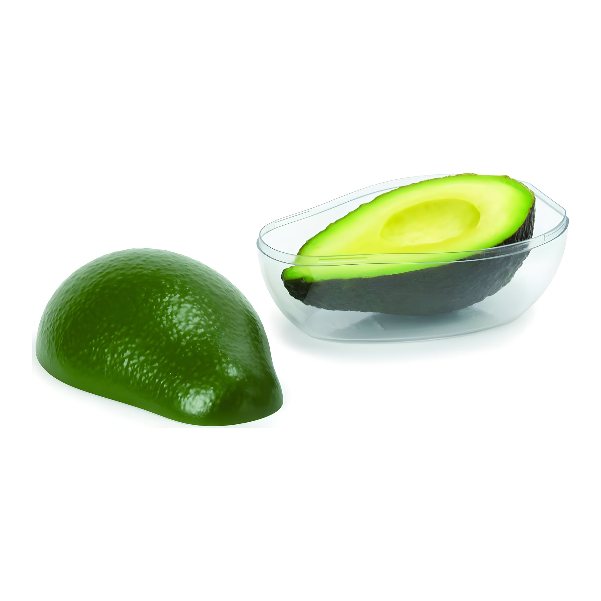 Avocado Frischebox geöffnet mit halber Avocado