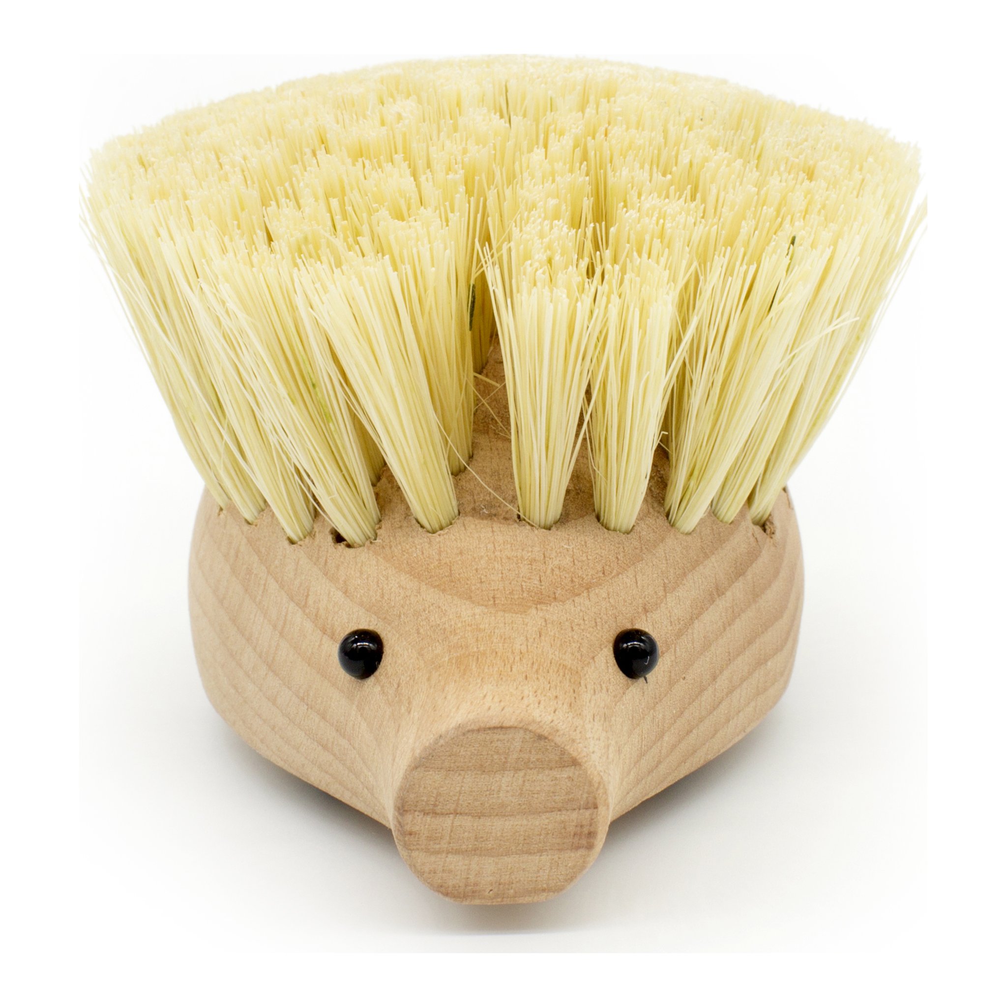 Igel-Spülbürste von vorn mit Holznase und Augen