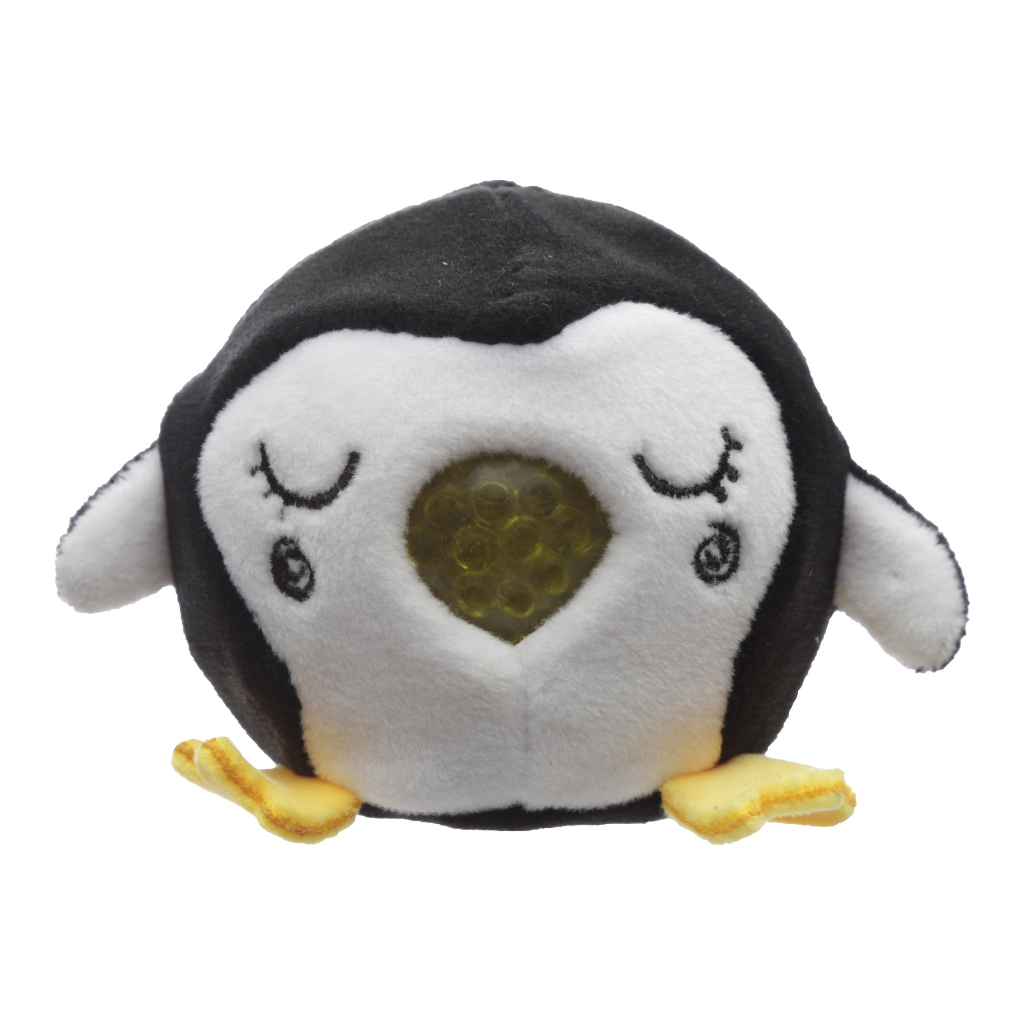 Balle anti-stress pingouin en peluche aux pattes jaunes