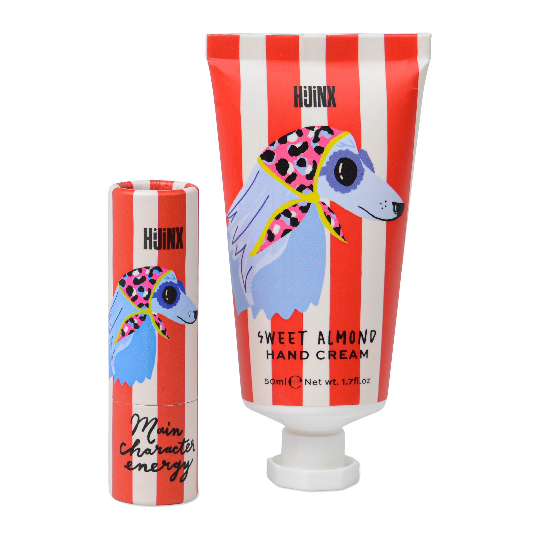 Crème mains amande douce 50 ml et stick baume à lèvres au design rayé