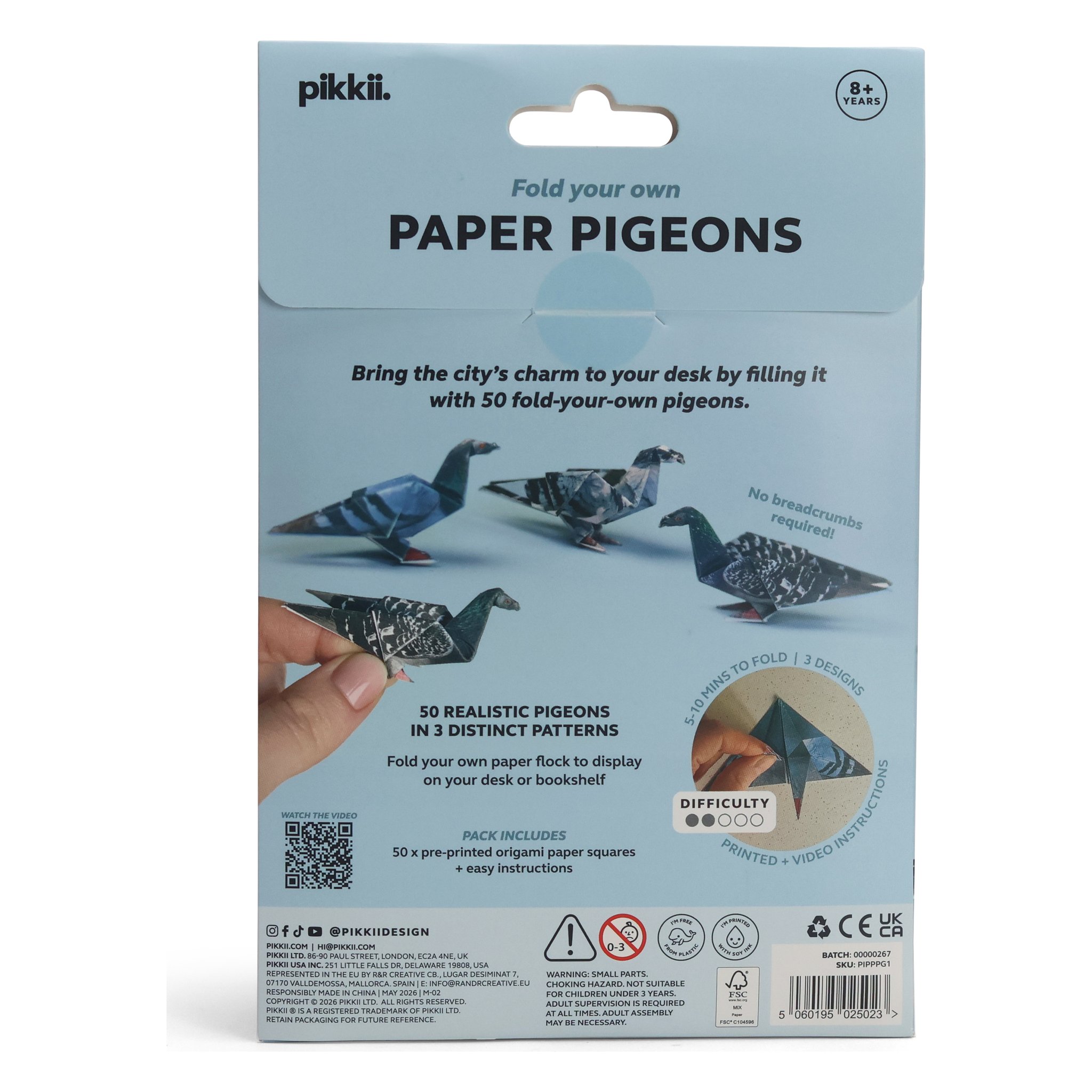 Paper Pigeons origami set – packaging back