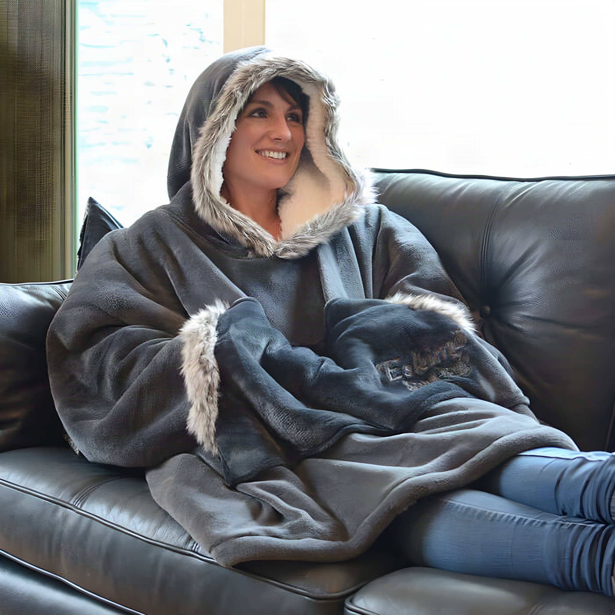 Kuscheldecke mit Ärmeln und Kapuze Eskimo