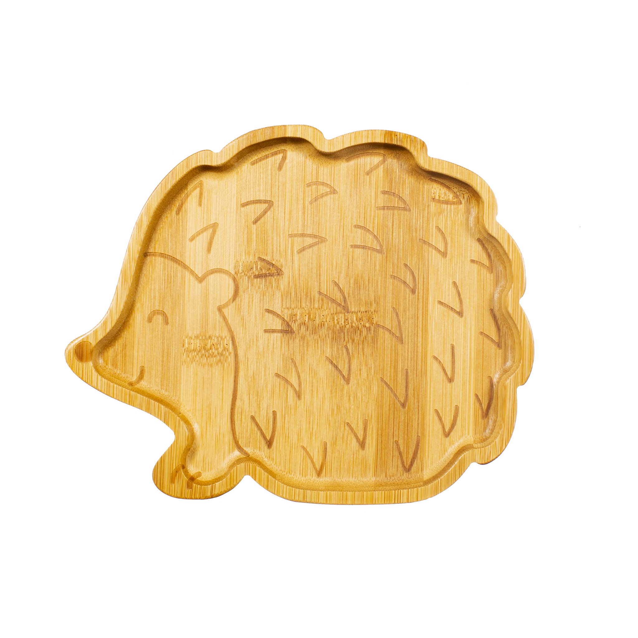 Hedgehog bamboo kids plate cut-out, hedgehog-shaped plate