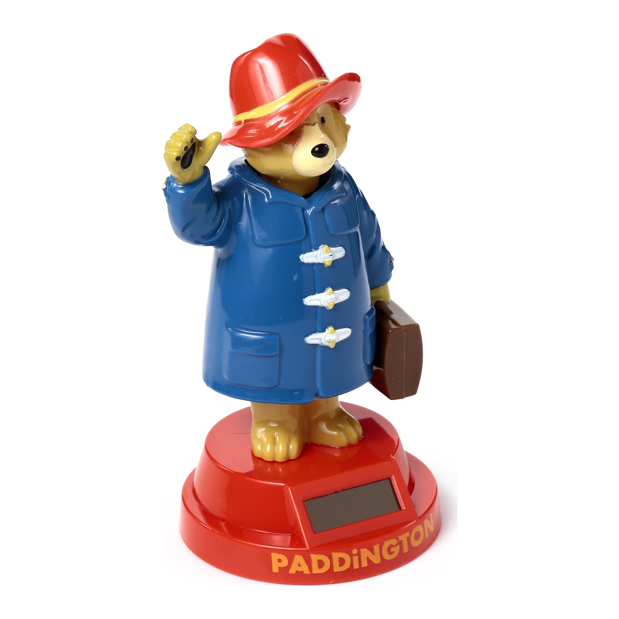 Solar-Wackelfigur Paddington Baer mit rotem Hut von vorne
