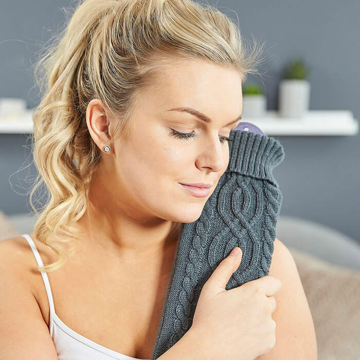 Extralange Wärmflasche Grau