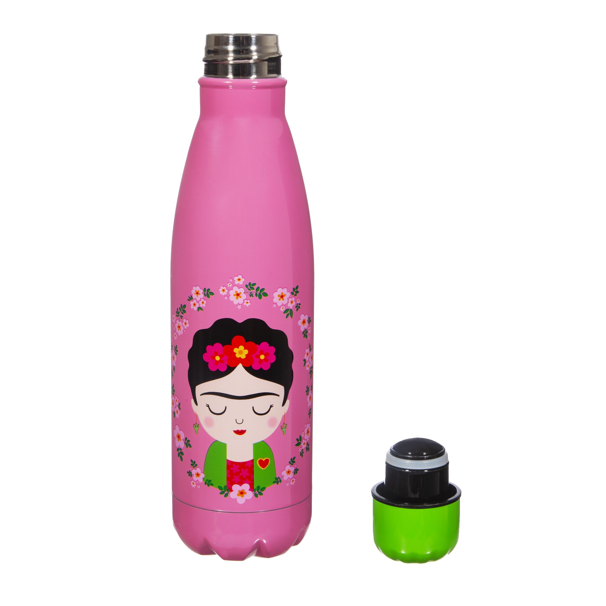 Gourde Frida ouverte avec bouchon à côté, détourée