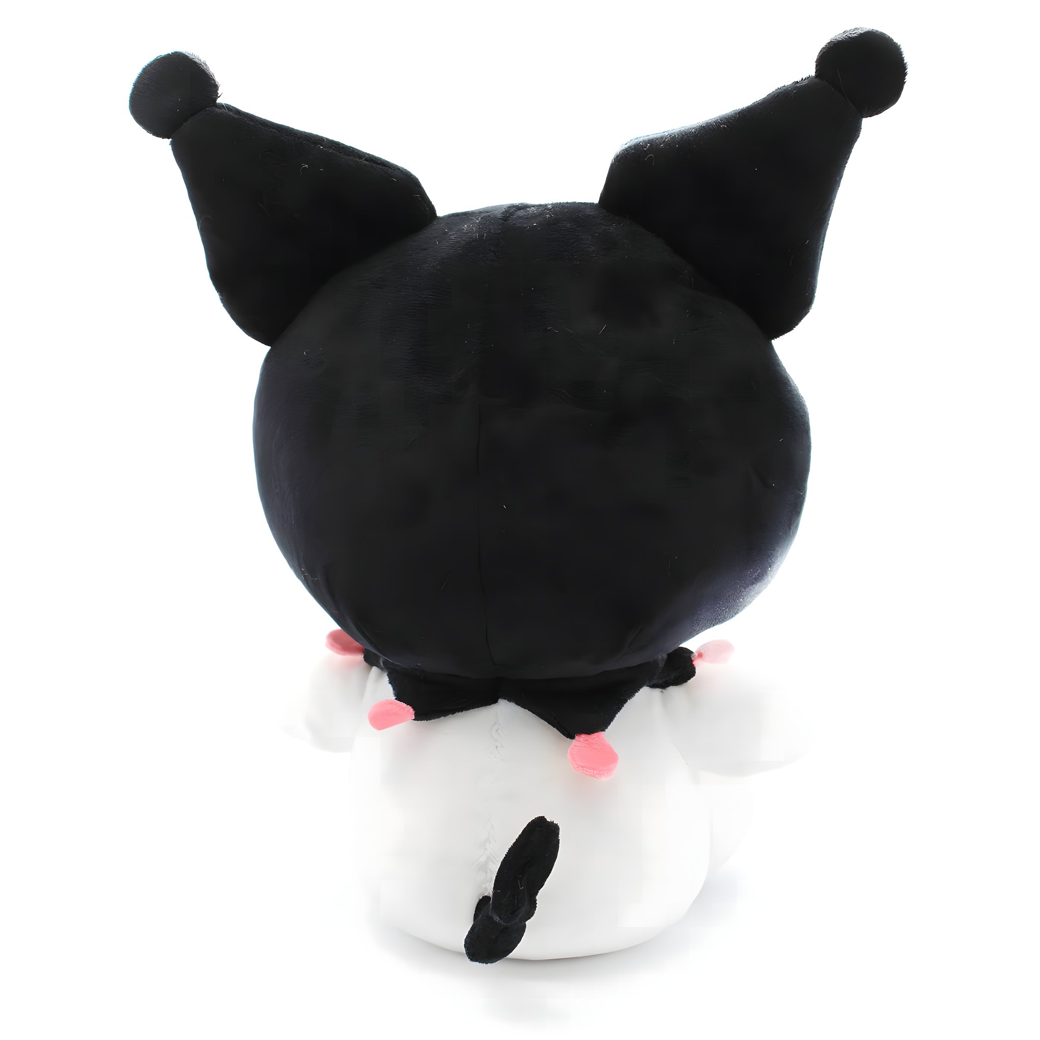 Kuromi Plüschfigur von hinten mit kleinem Teufelsschwanz und Kappenzipfeln