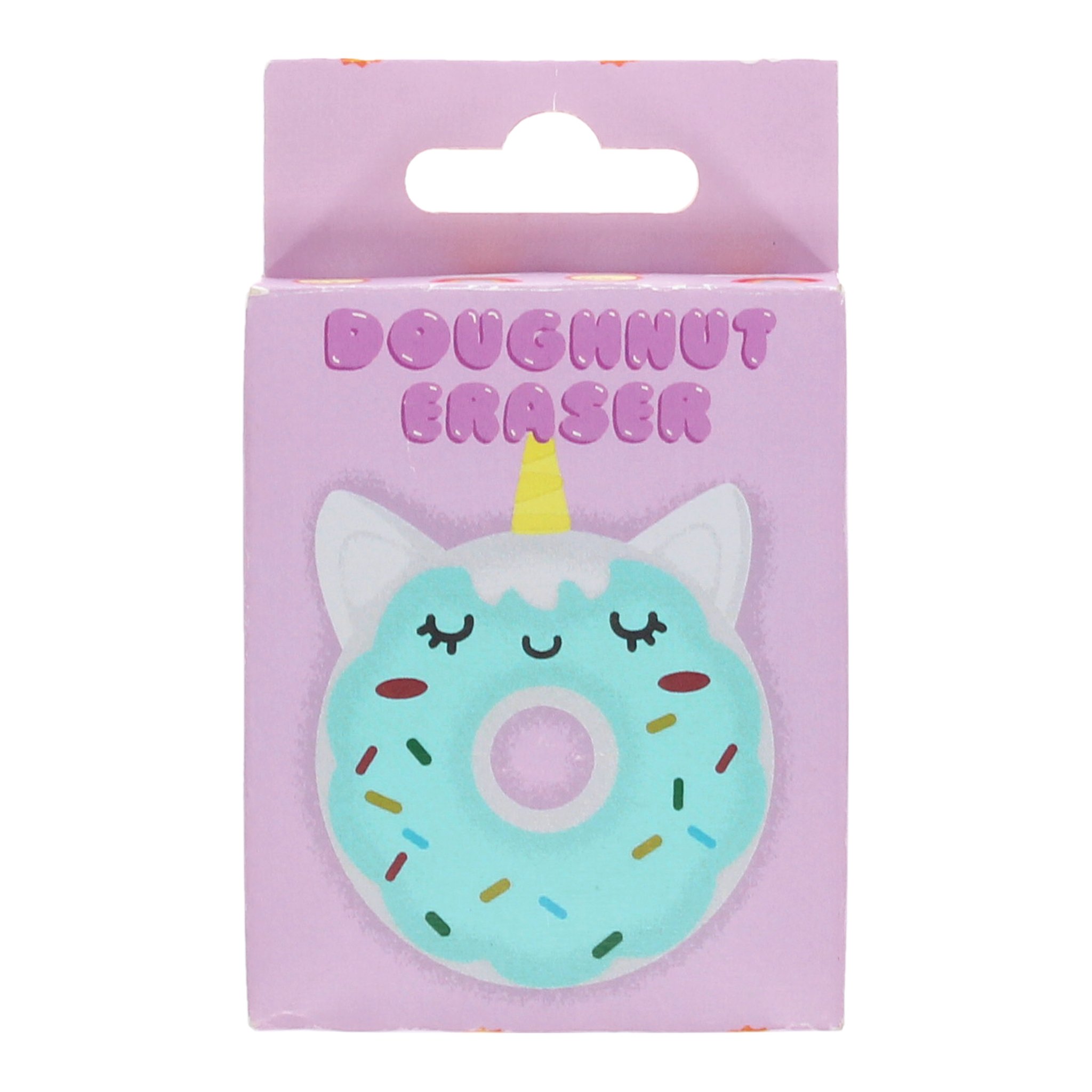 Boîte rose « Doughnut Eraser » avec fenêtre