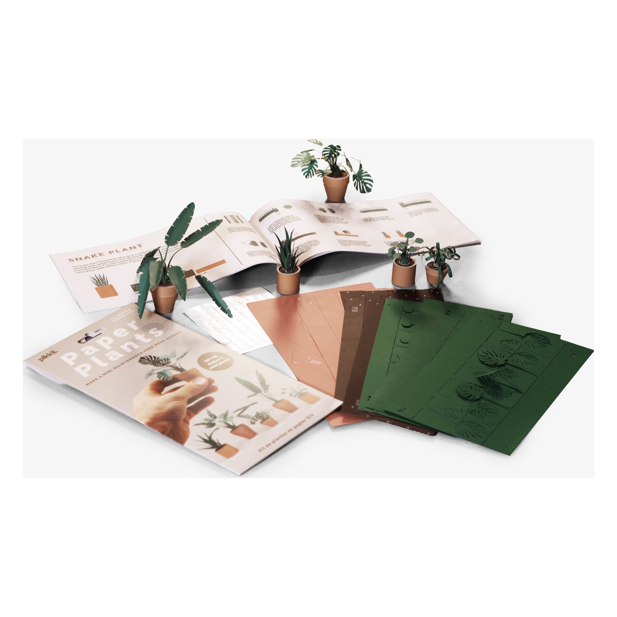 Paper Plants Origami-Set – Inhalt mit Bastelbögen und Anleitung