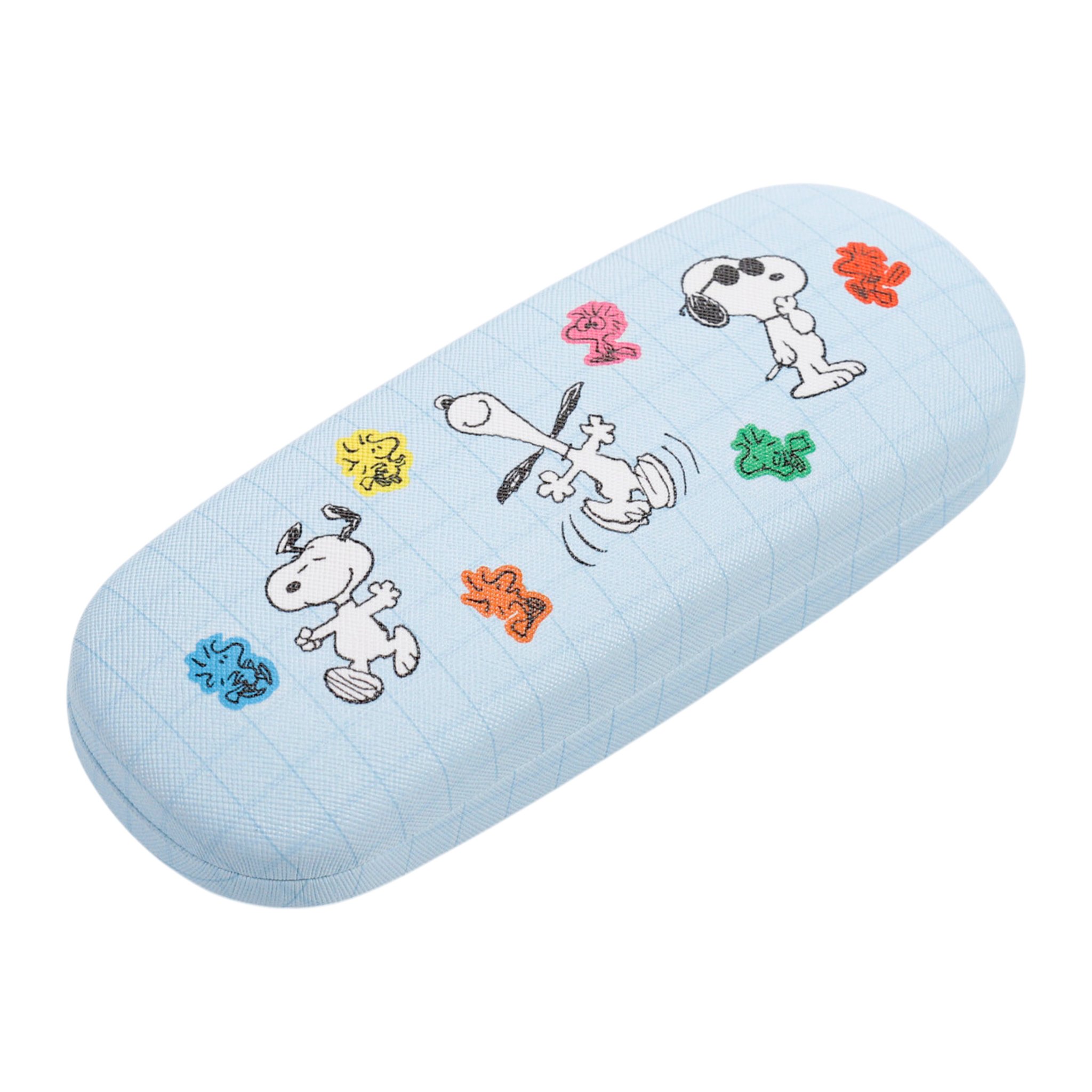 Hellblaues Etui mit Snoopy und Blumen