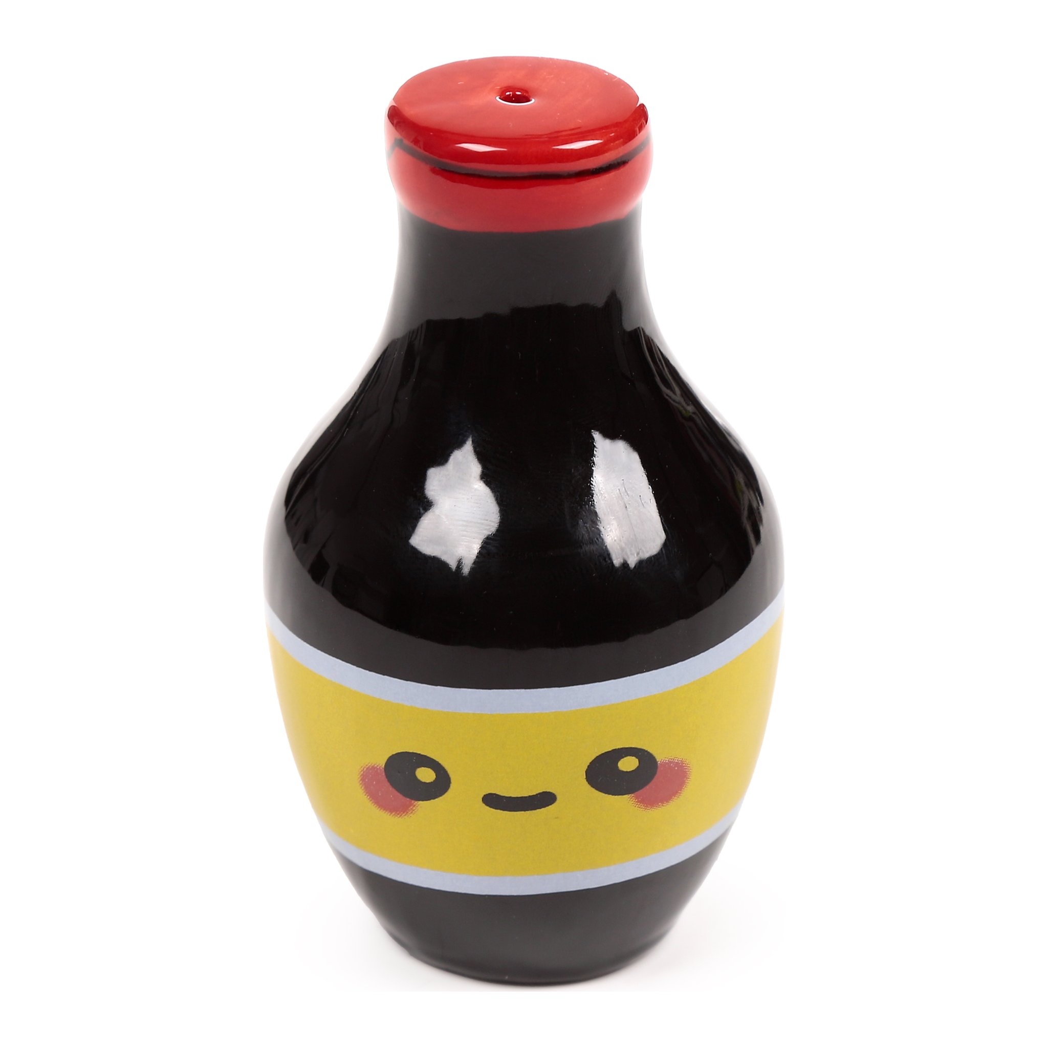 Sojasaucen-Flasche mit laechelndem Gesicht