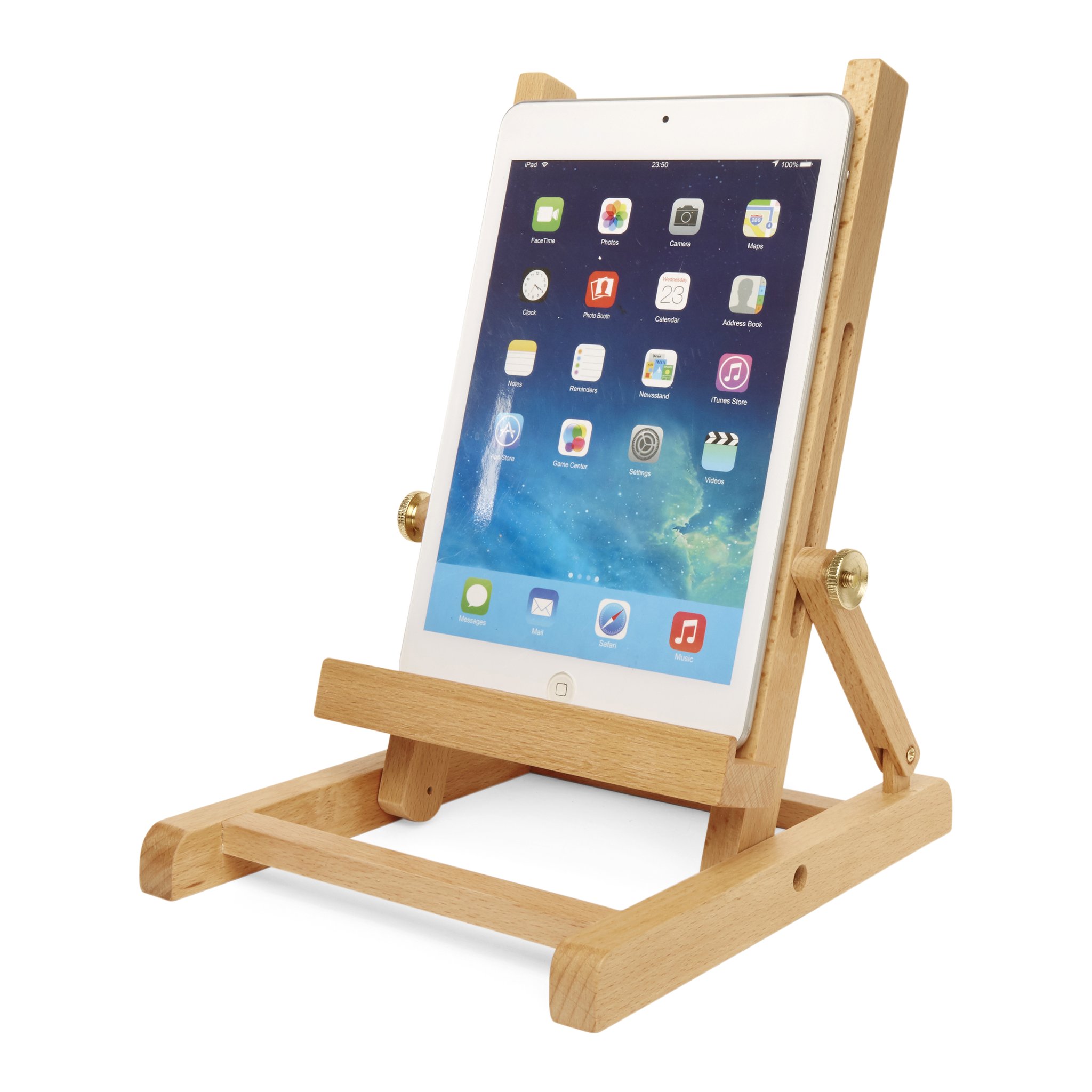 Supporto per tablet in legno con tablet