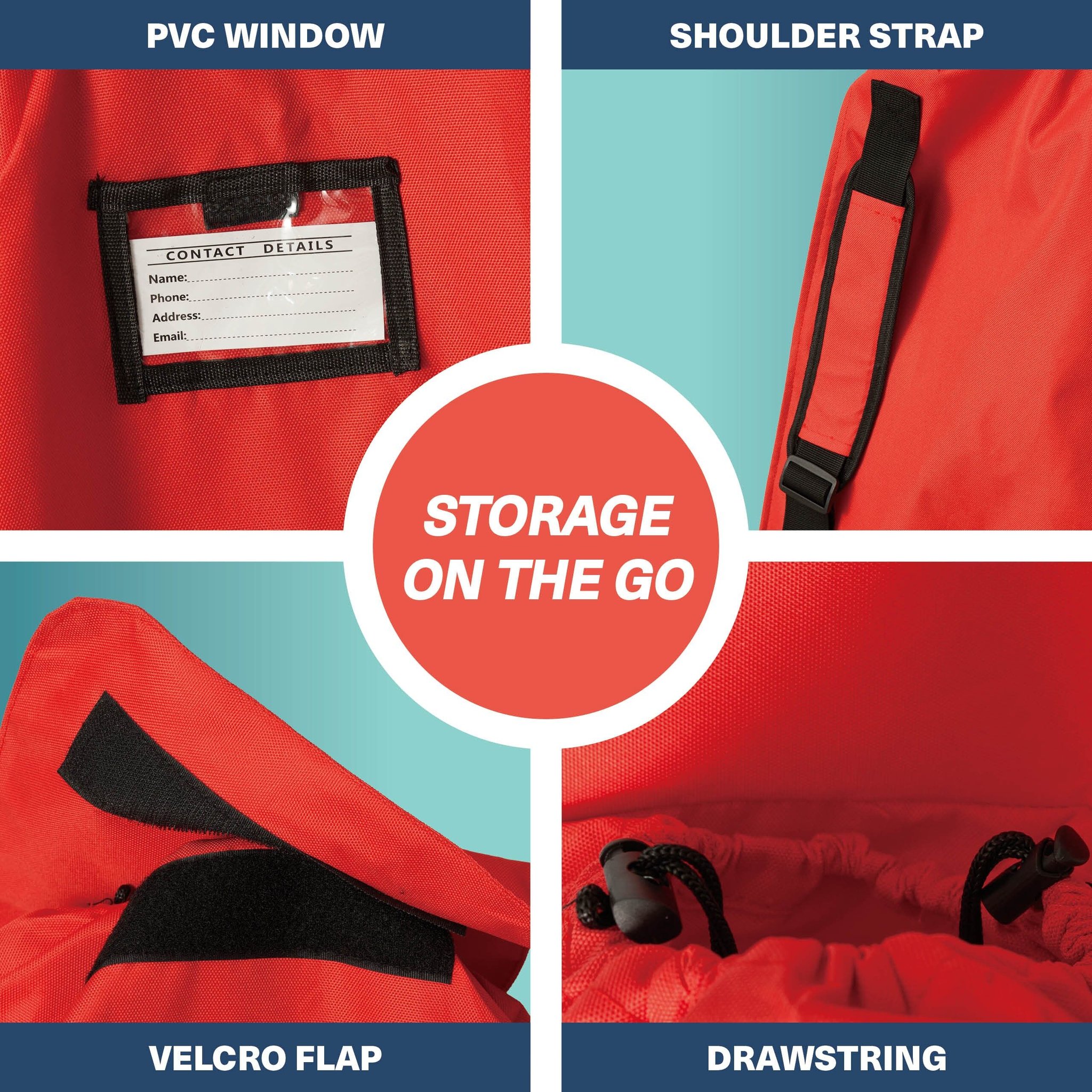 Buggy Reisetasche Details PVC-Fenster Schultergurt Klettverschluss Kordelzug