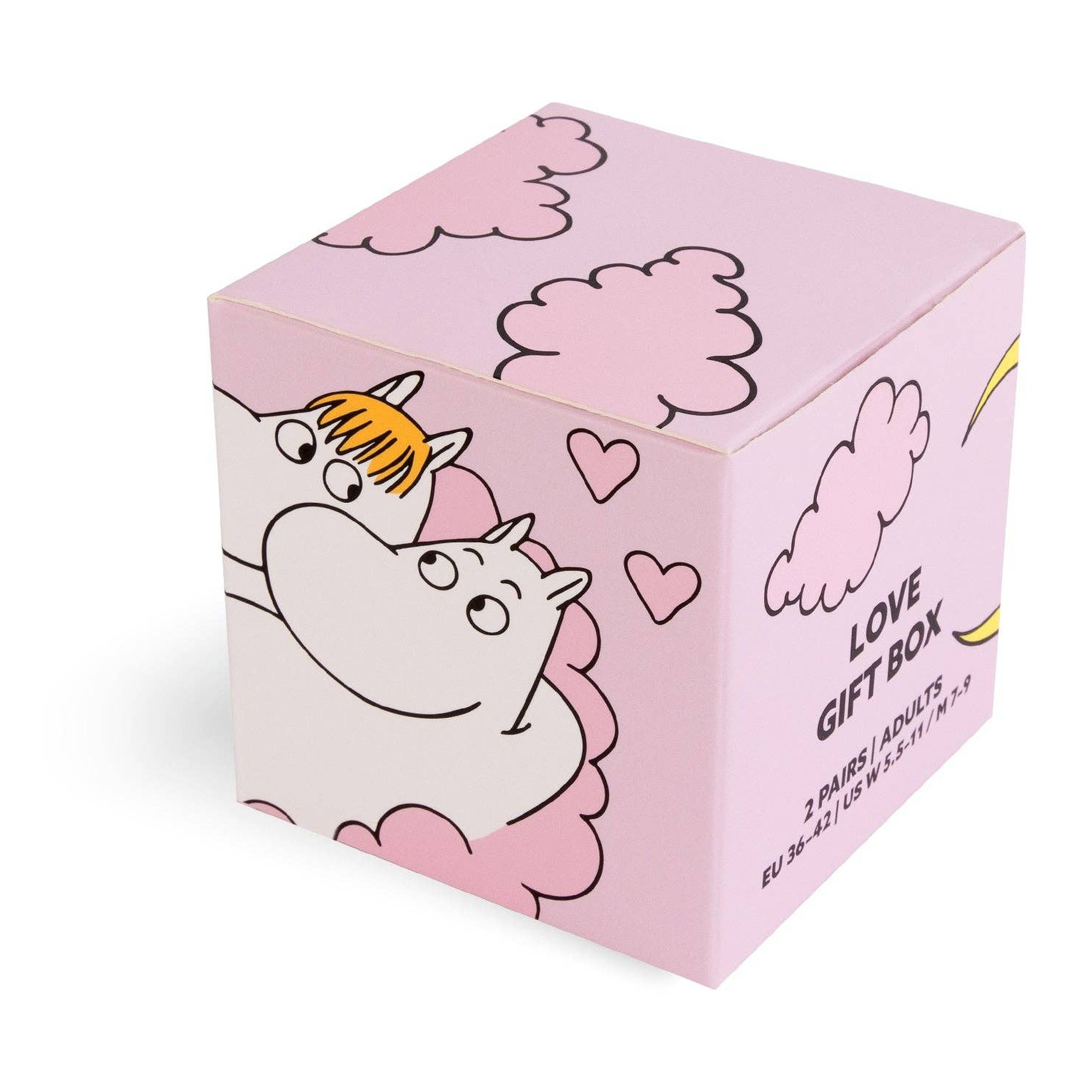 Scatola regalo a cubo rosa delle calze Moomin
