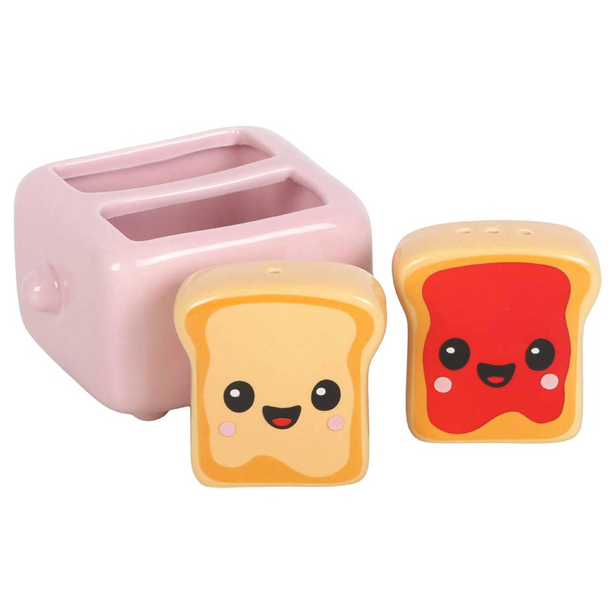 Kawaii Toast Streuer Frontansicht der Toast-Gesichter