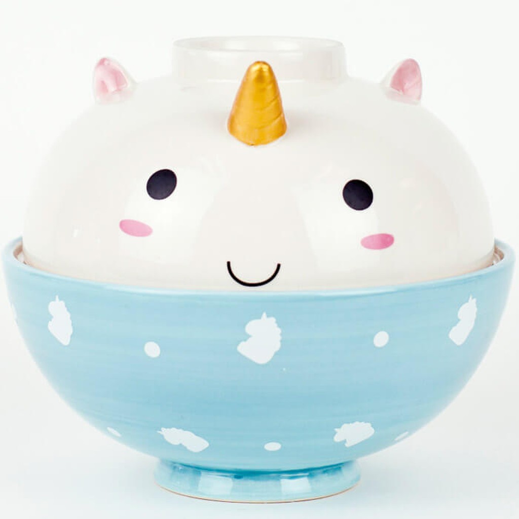 Einhorn Ramen Schüssel Kind trinkt aus der Schale